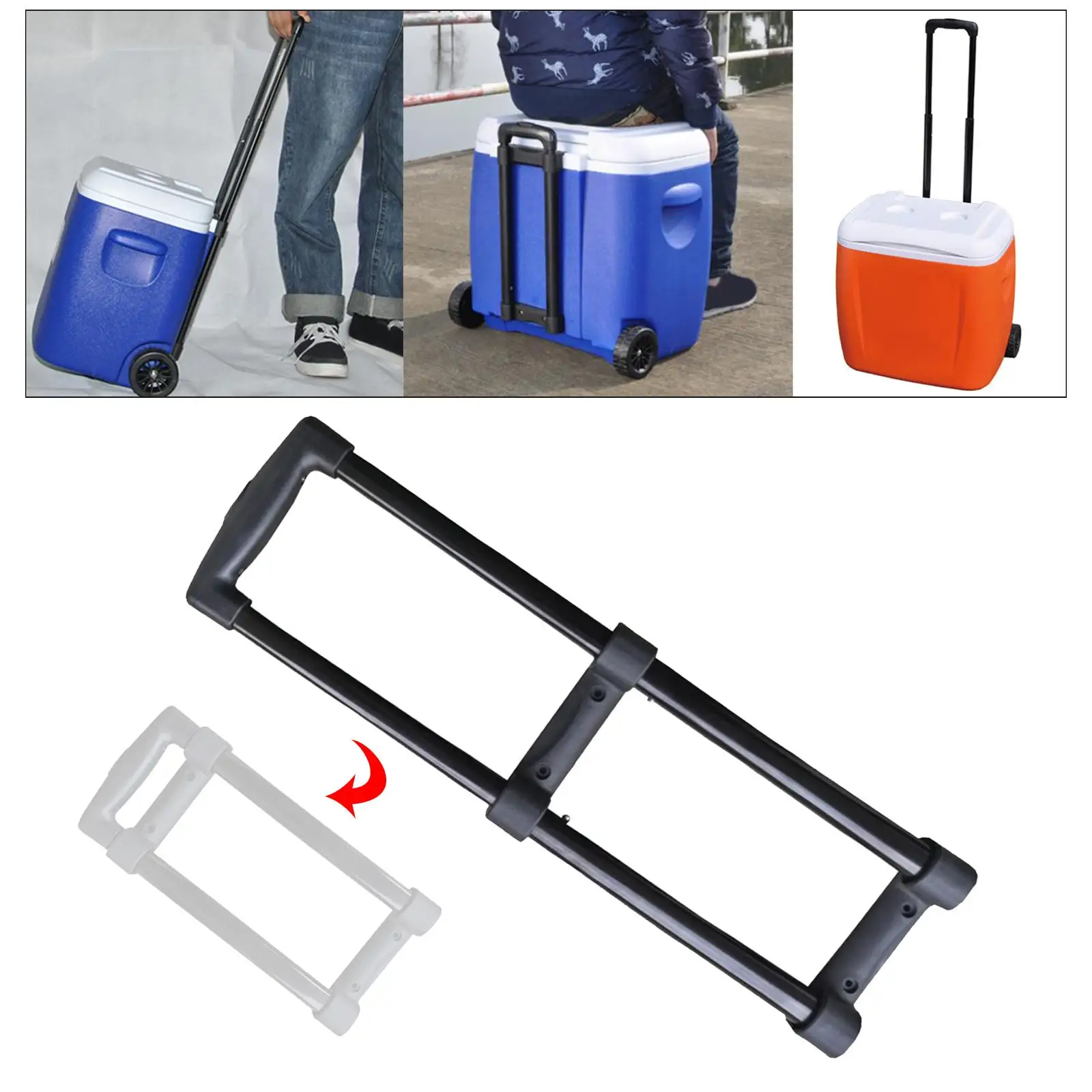Telescoping Handle, Replacement Sturdy  Folding Iron Portable Telescopic Pull Rod for Luggage Cooler Suitcase Hand Truck