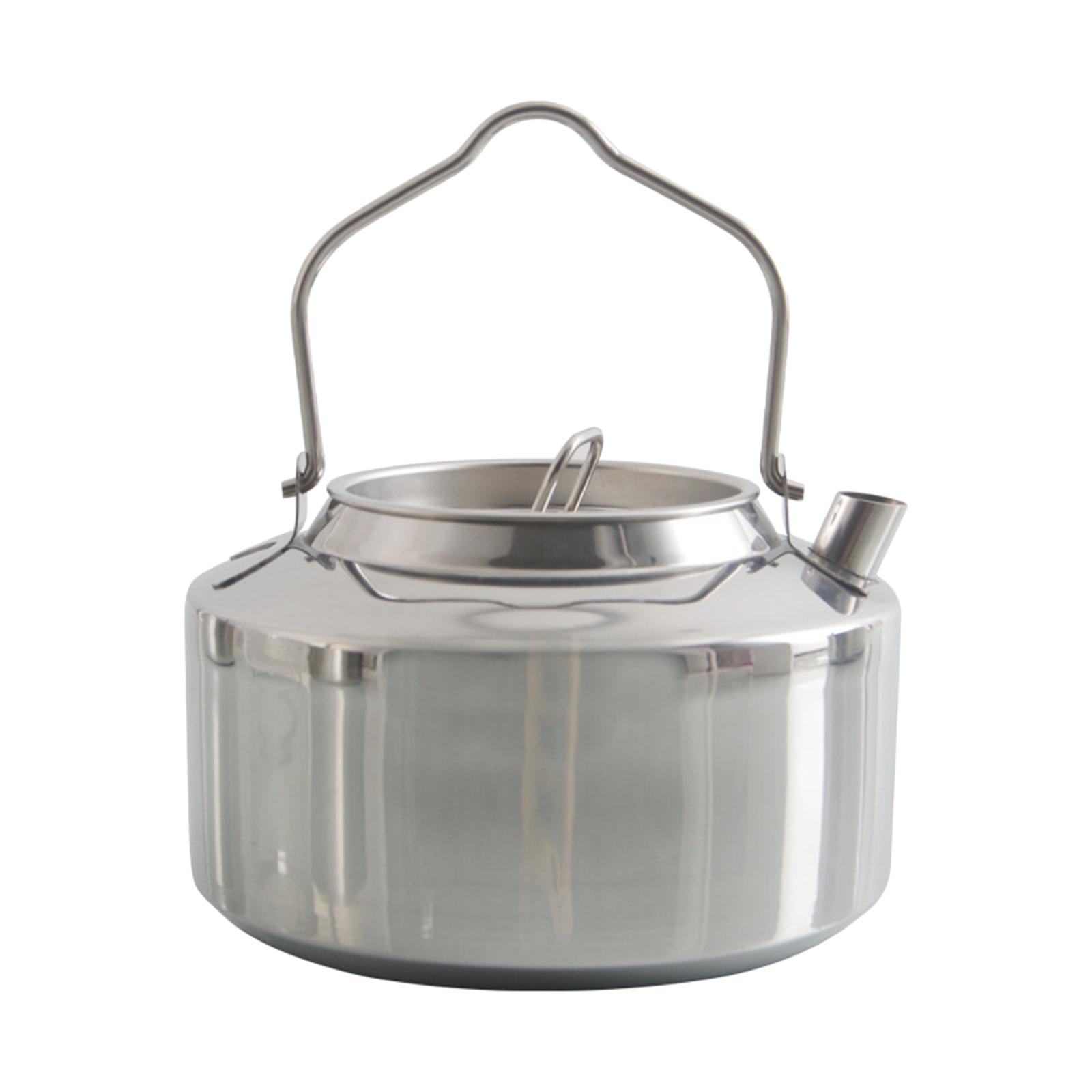 Outdoor Camping Kettle Durable Pot Ultralight 1.3L Stainless Steel for Campfire Hiking