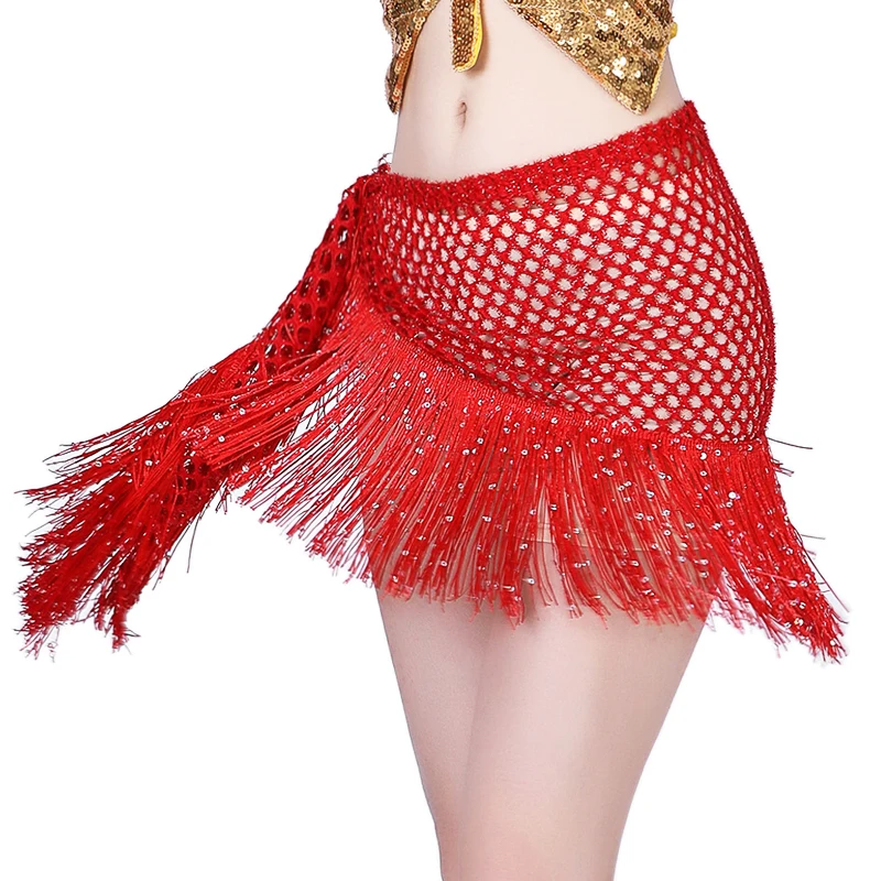 Women Belly Dance Hip Skirt Sequins Tassel Hip Wrap Scarf Beach Party Stage Show Costume sexy bathing suit cover ups