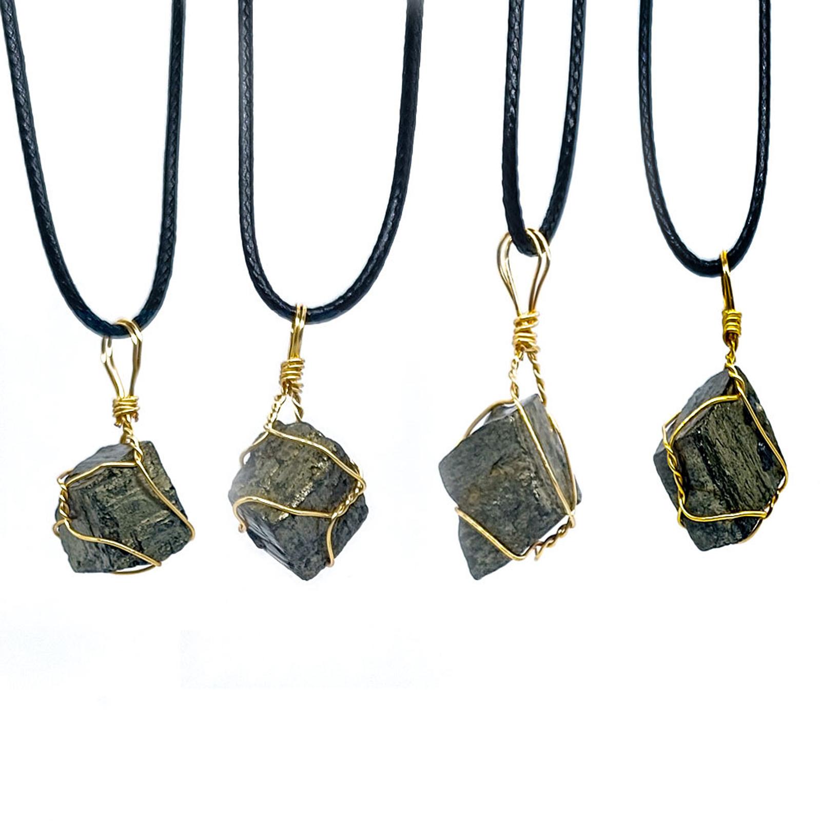 Novelty Natural Pyrite Stone Jewelry Necklace Pendant Decorative Stone Teaching Specimen DIY Ornament for Women and Men Decor