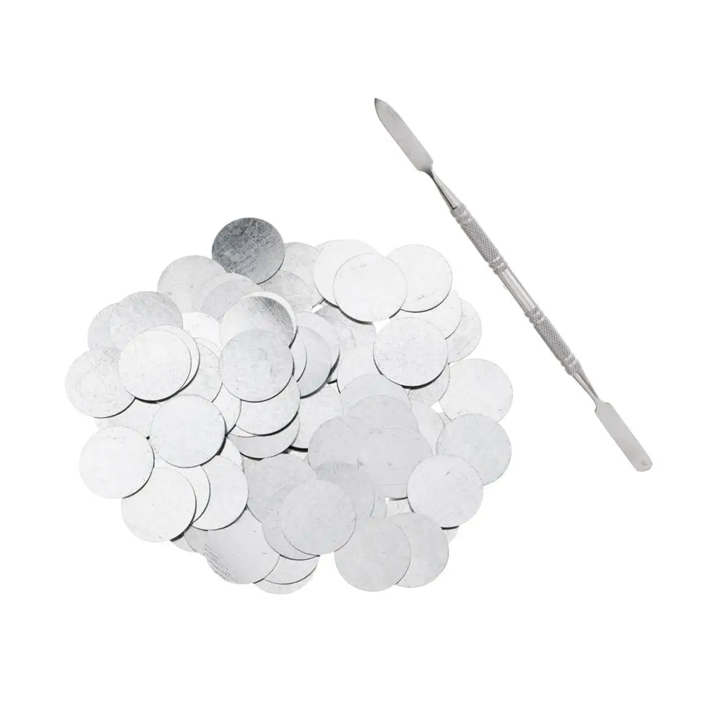 100Pcs/Lot Metal Cosmetics Eyeshadow Stickers for Empty Magnetic Makeup s + Stainless Steel Depotting 