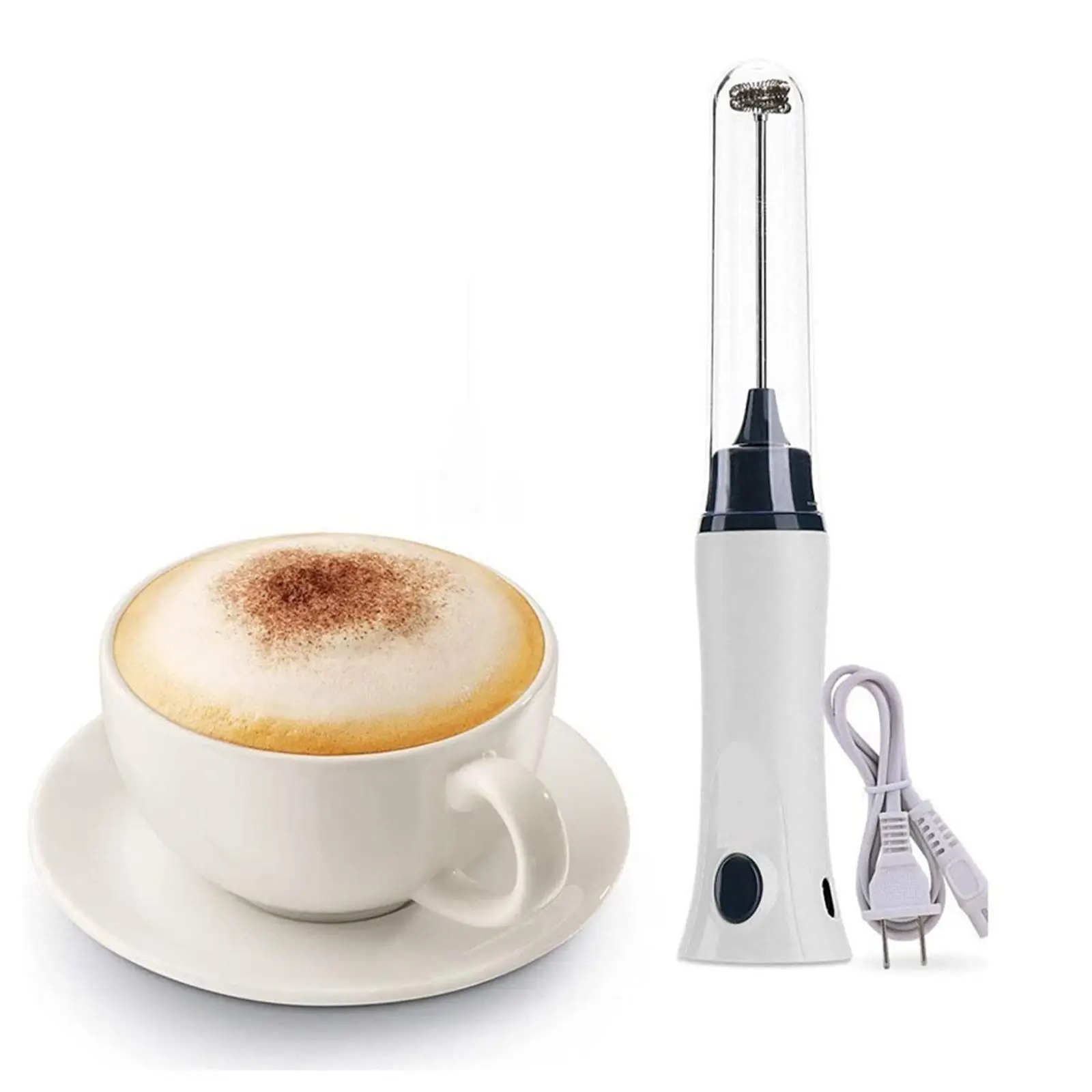 Milk Frother Whisk Foam Maker with Lid for Hot Chocolate Egg Mix Cappuccino