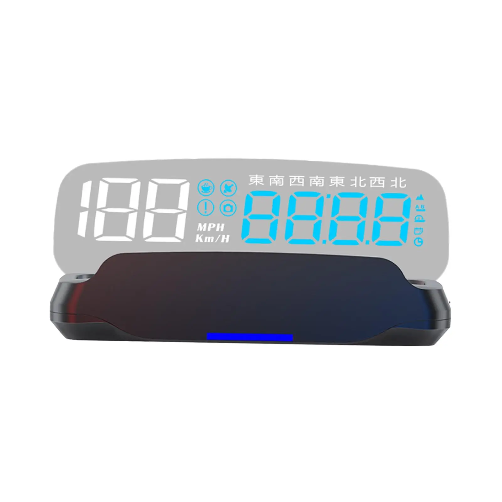 Car HUD C7 Compass Sturdy LED Display Speedometer Multifunction Professional for Automobile Trucks Outside Attachments