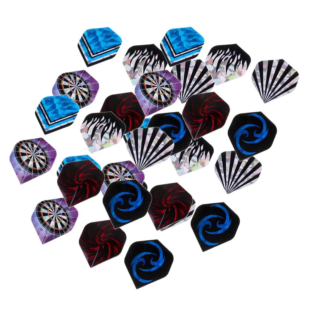 30 Pcs Premium Durable Dart Flights Standard Shape Fletches Extra Strong Replacement Accessories for Steel / Soft Tip Darts