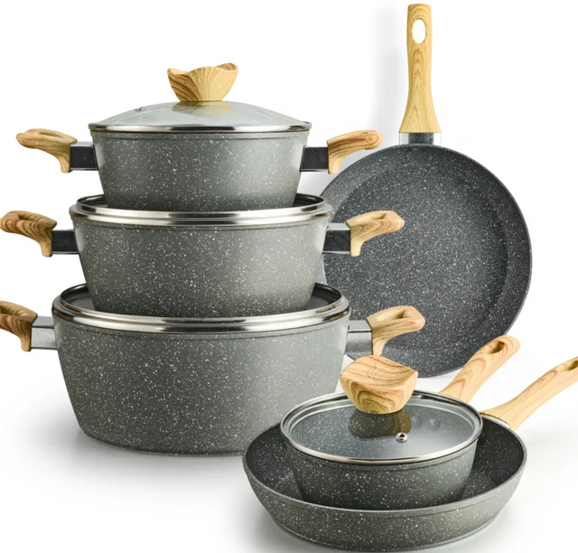 Granite Cookware Set Non Stick Frying Pan Aluminum Cooking Pots and Pans  Set Household Utensils Marble Cookware Set - China Aluminum Non-Stick Pan  and Cookware Aluminum High Wall Frypan price