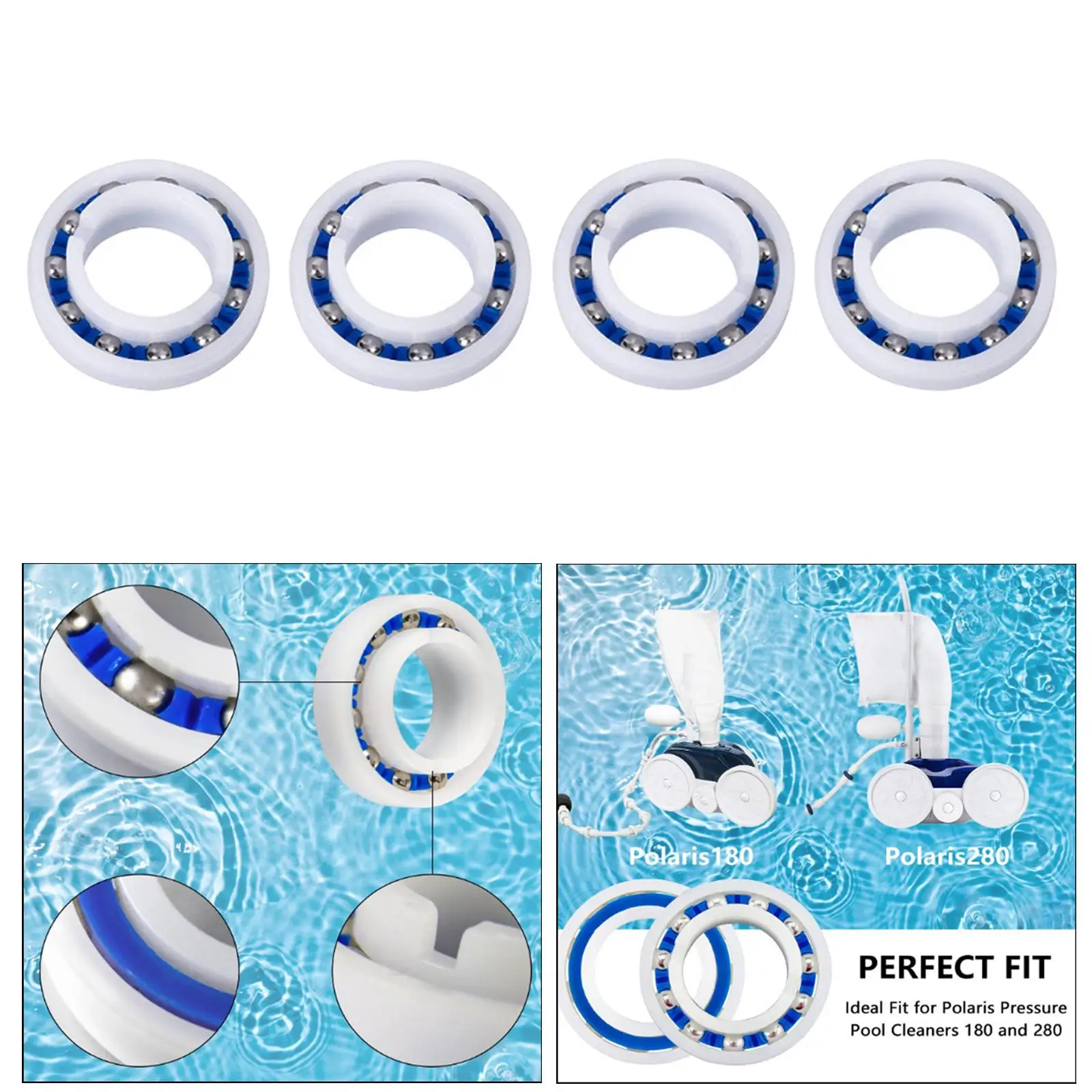 4 pieces C60 C-60 Plastic Roller Bearing for Polaris 180/280 Pool Cleaner