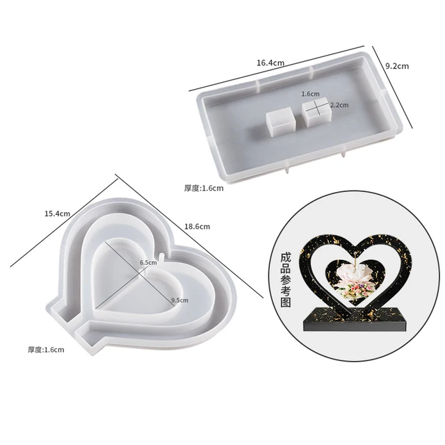 Playing Mold Photo Frame Resin Molds Silicone, Resin Picture Frames Molds  for Epoxy Resin, Love Theme Heart Shape & Love Word Silicone Epoxy Molds  for