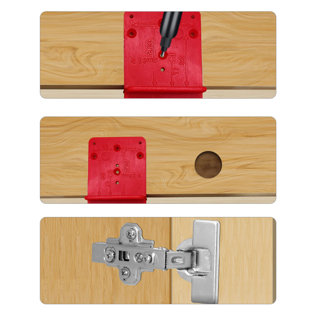 Scharnier Loch Bohren Guide Positionierung Mark Vorlage 26/35/40mm Hing Installation Jig Tür Schrank Scharnier Loch locator Holzbearbeitung – Detail 10