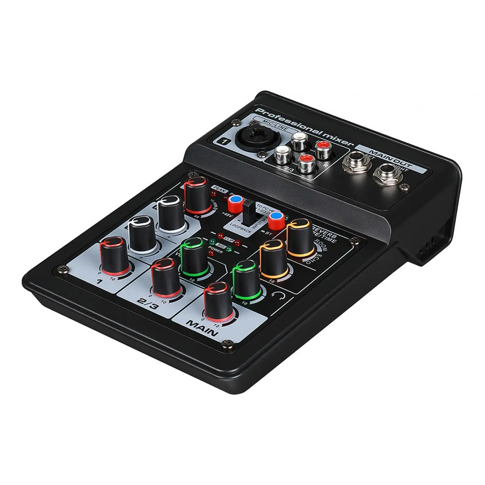 Professional Audio Mixer Compact Computer Input DJ Controller Mixing Console USB Bluetooth for Karaoke Home Stage KTV Sound Card