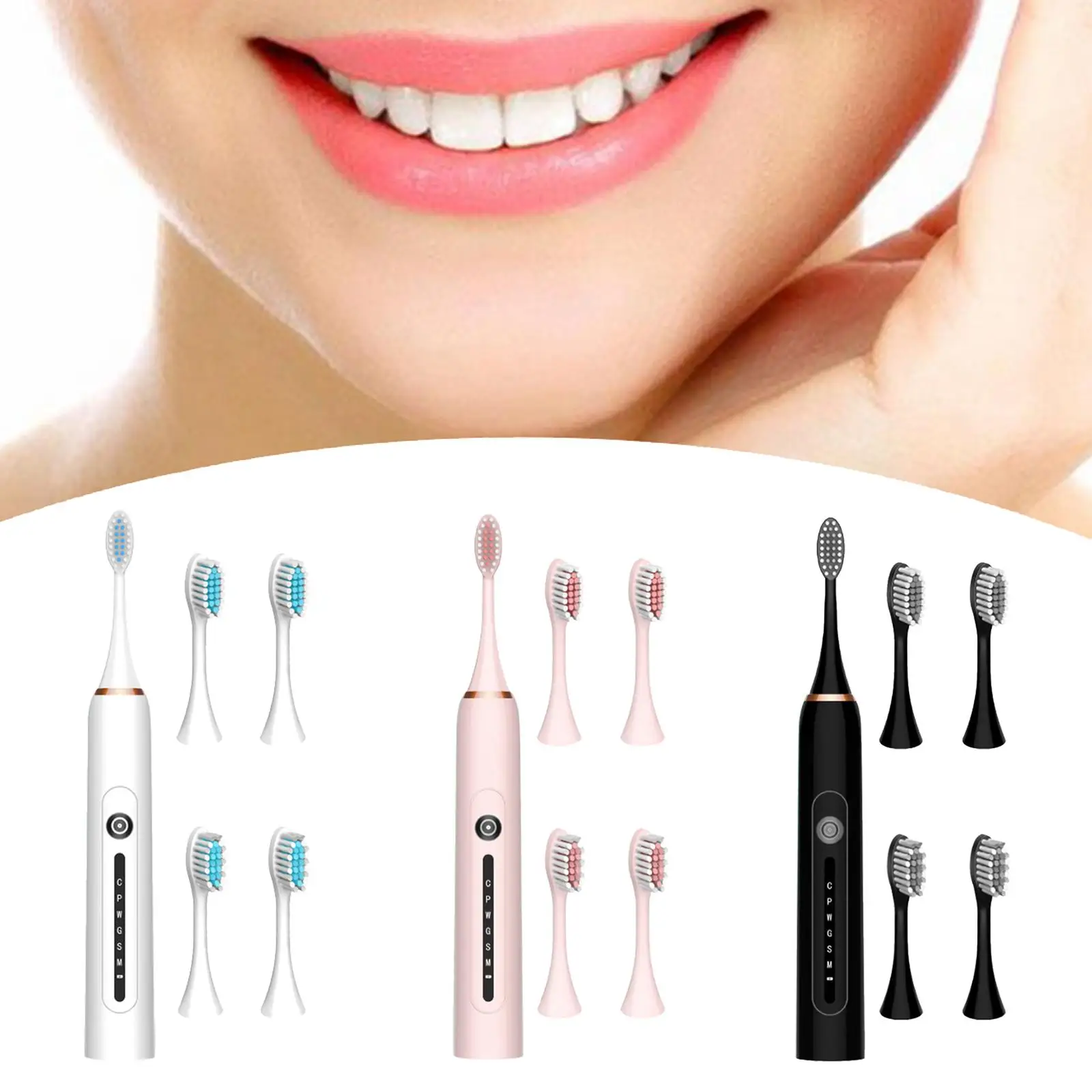 Portable Electric Toothbrush 6 Modes for   Cleaning Couple Kids Adults