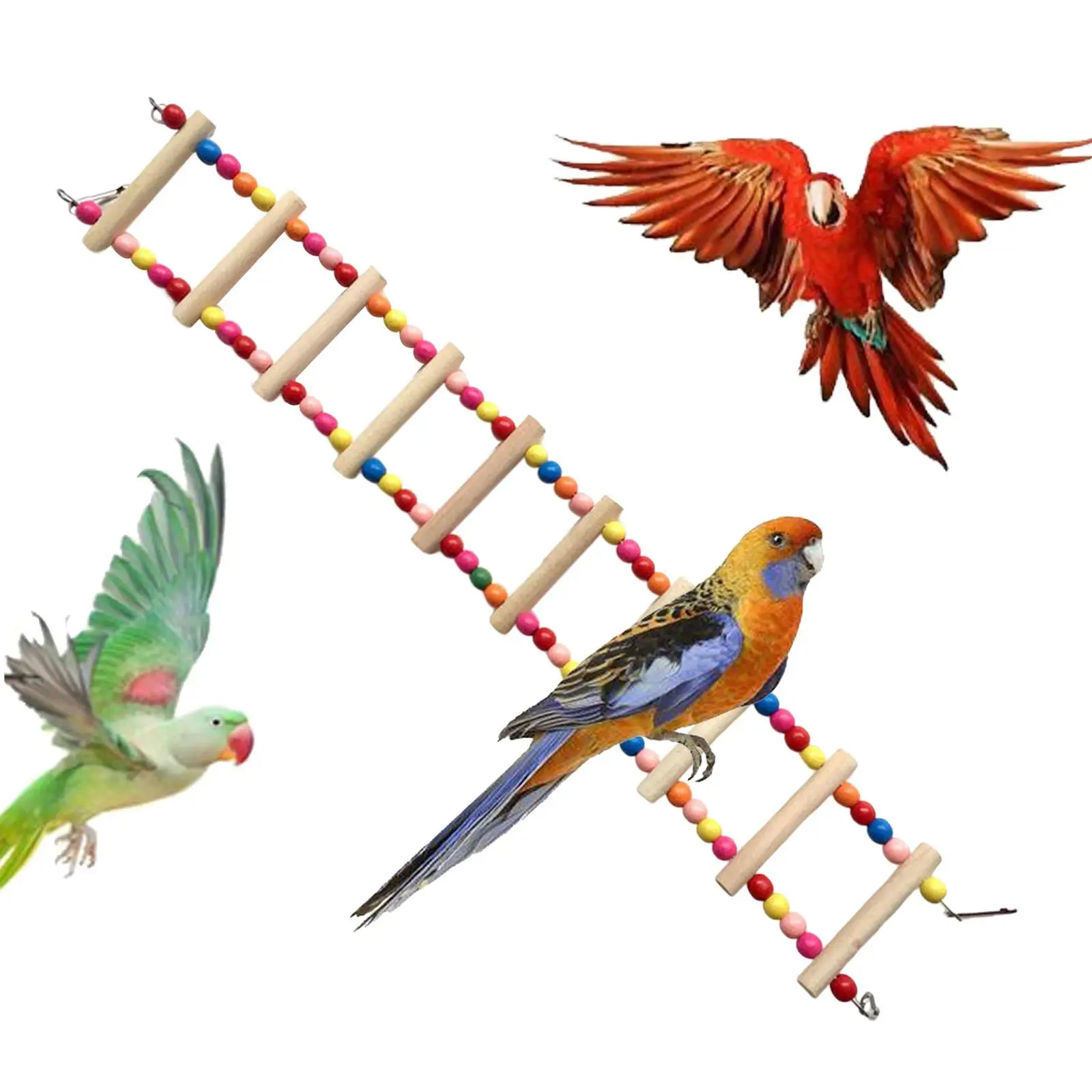 Multicolor Bird Ladder Parrots Swing Climbing Encourages Foot Exercise for Cockatiels Perch Budgie