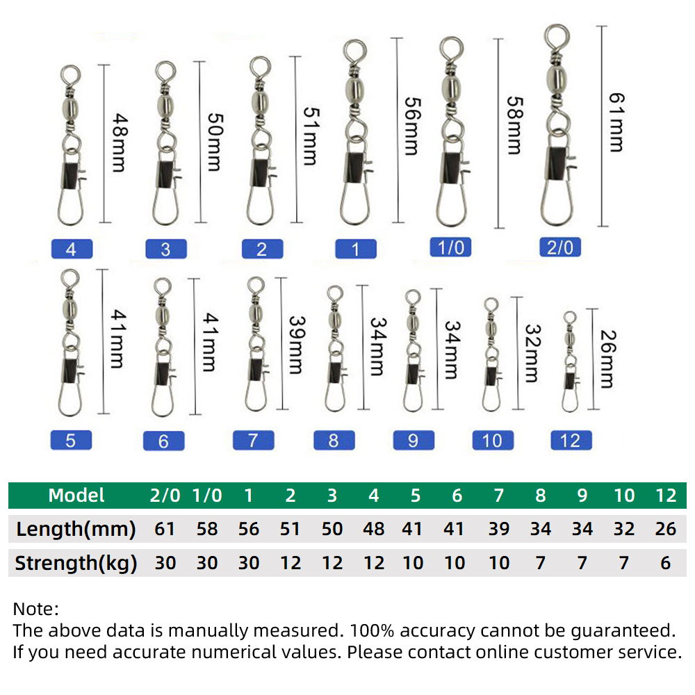 DNDYUJU 10 bis 20 Stück Edelstahl Lager Angelwirbel Barrel Rollwirbel Anschluss Angelzubehör Werkzeuge Tackle – Detail 4