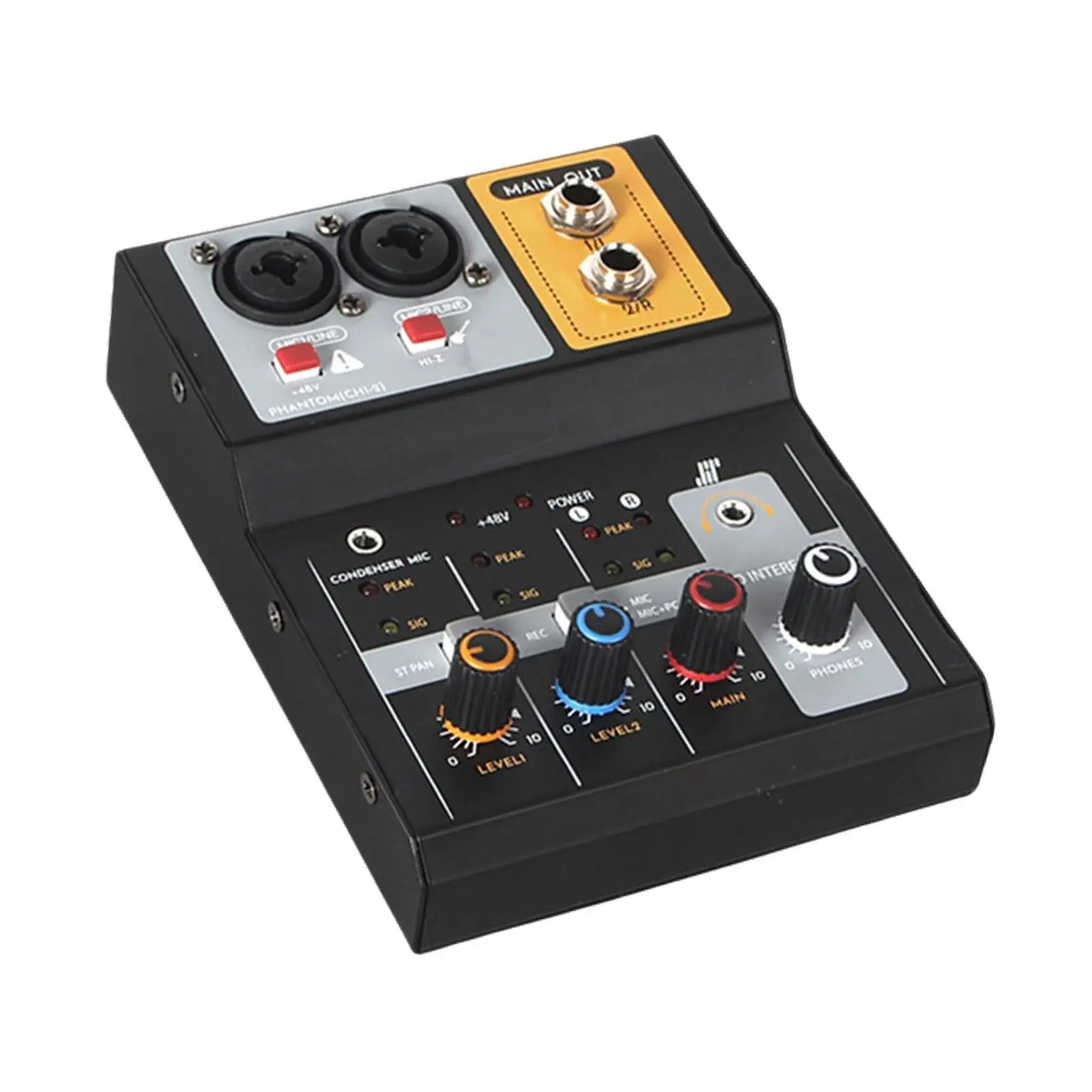 Mini Sound Board Console with 16 Bit 48KHz Audio Resolution USB 48V Audio Mixer for Studio Show Recording Podcasting Live