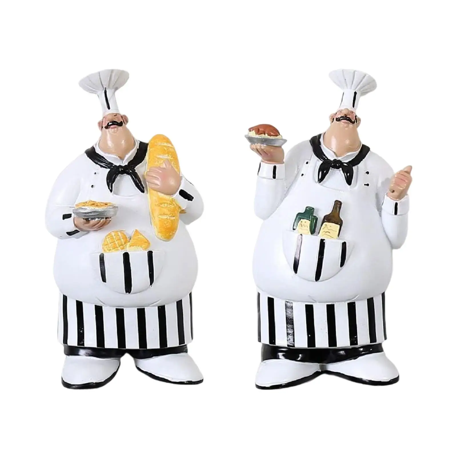 2x Wall Mounted Italian Chef Figurines Collection Welcome Sign Plaque Cook Statue for Farmhouse Wall Kitchen Home Decor