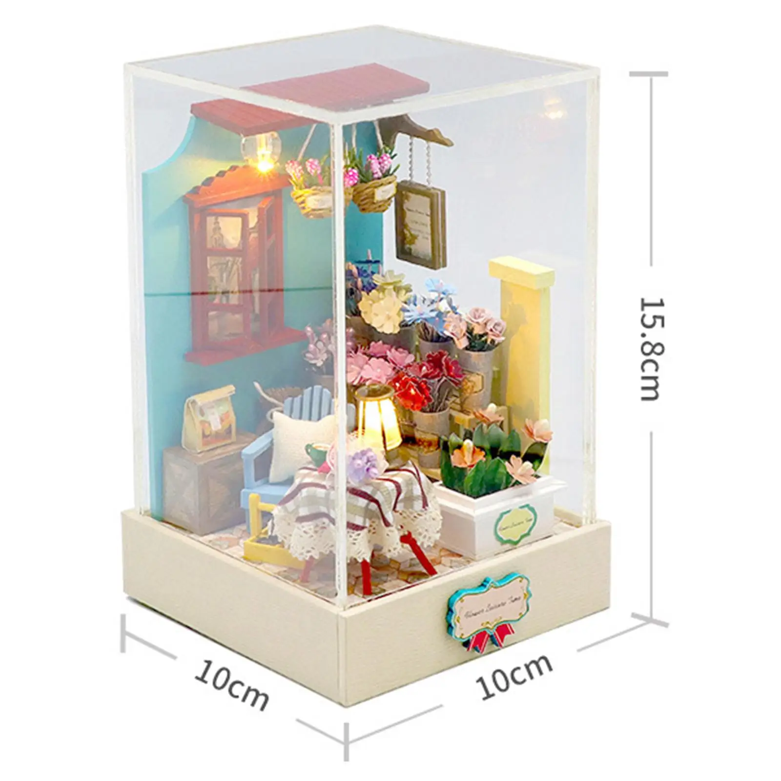 Miniature Dollhouse Handmade Building Set Birthday Gifts  Playset with dust proof cover  Model for Ages 15+ Teens Women