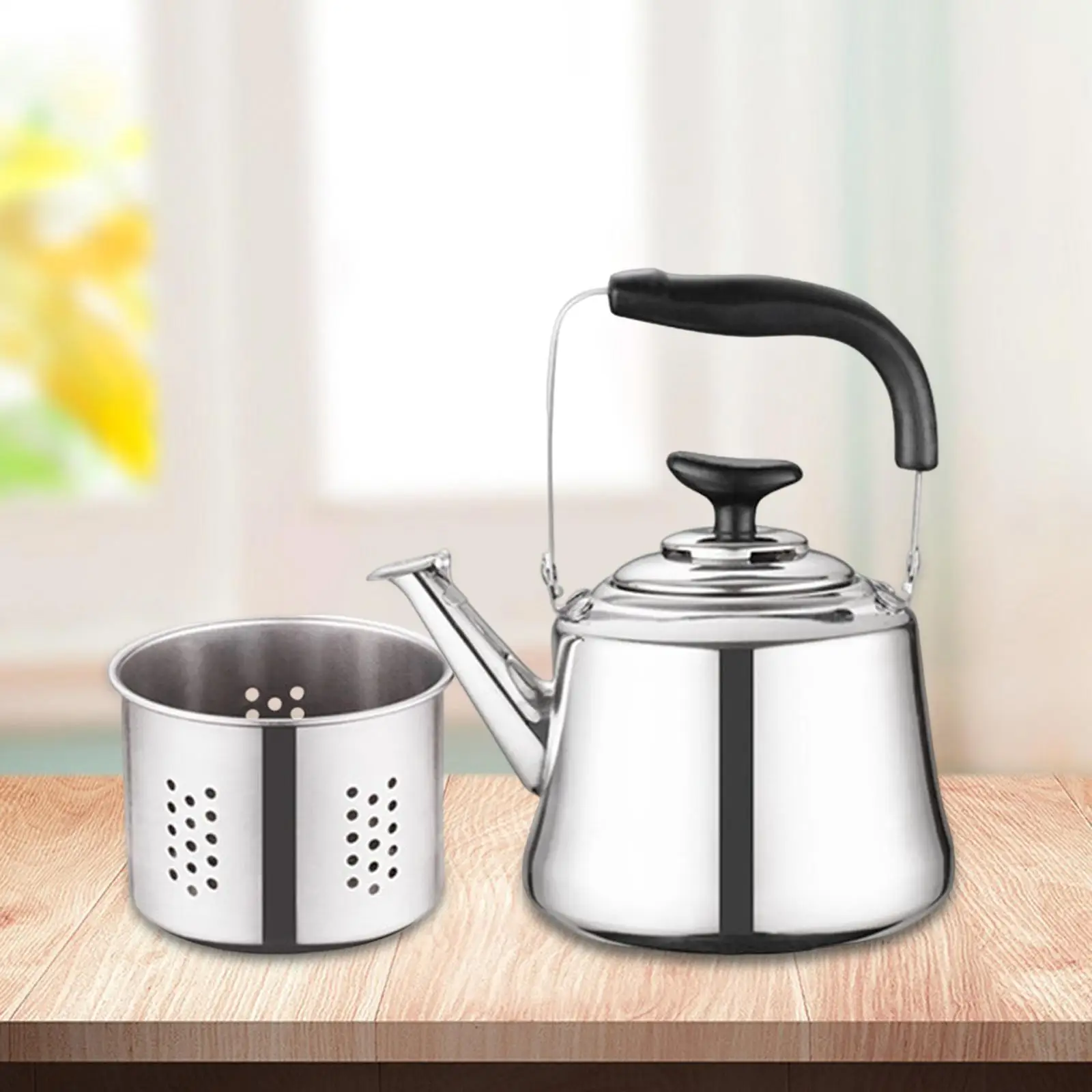 1000ml Stainless Steel Whistling Tea Kettle with Tea Leak Teapot for Kitchen
