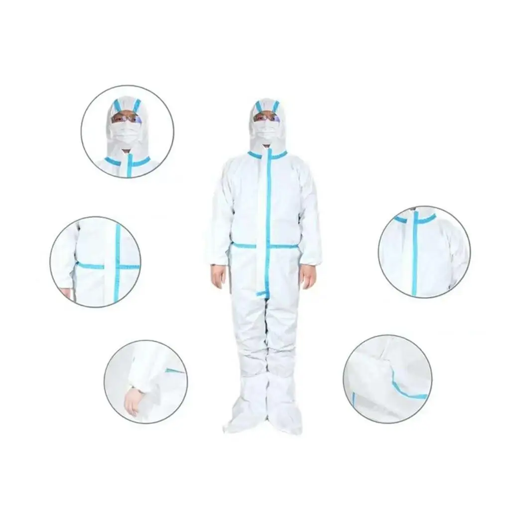 Adult Protective Coverall Suit Disposable Work Gown Full Body Isolation Suit with Zipper Anti-static Lab Workwear