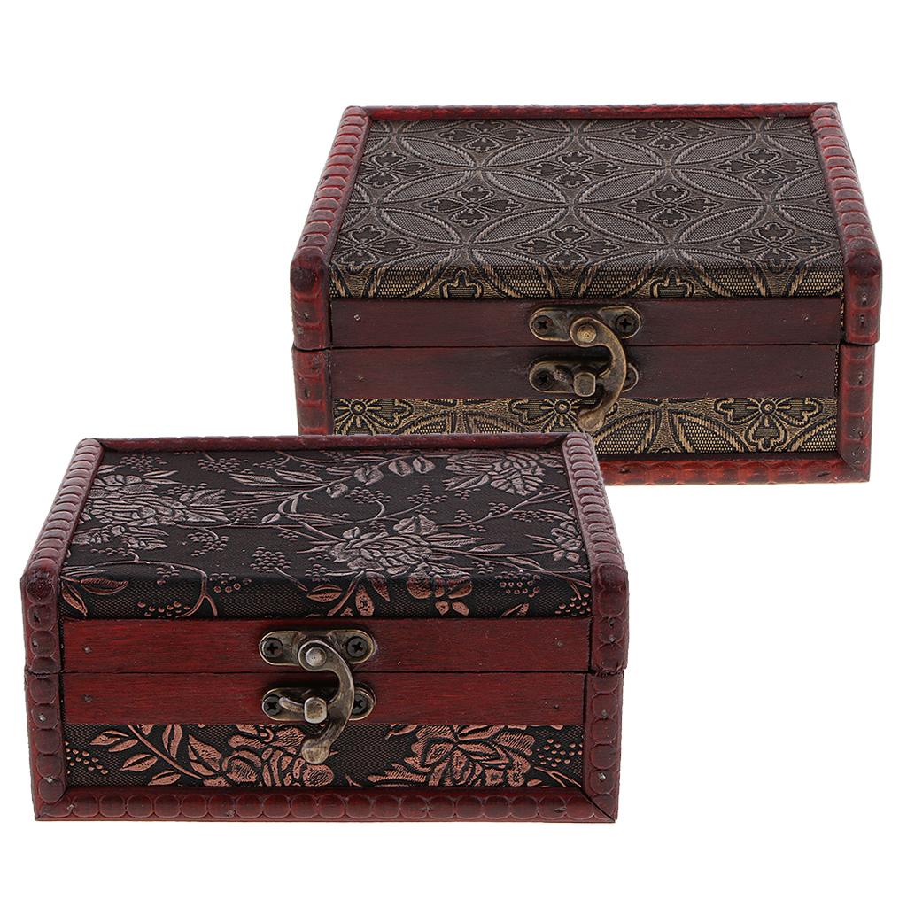 Pequeño baratija de madera Vintage, joyería, escritorio, cosméticos diversos, caja decorativa, organizador de almacenami