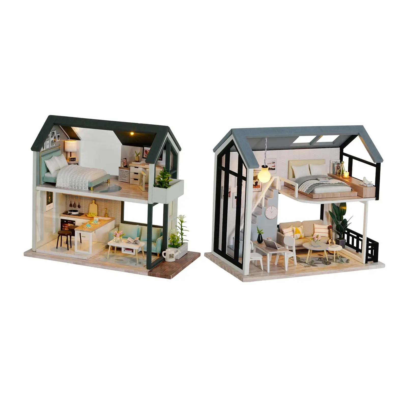 2x 1/24 Scale DIY Doll House Wooden Miniature Dollhouse Furniture Kit