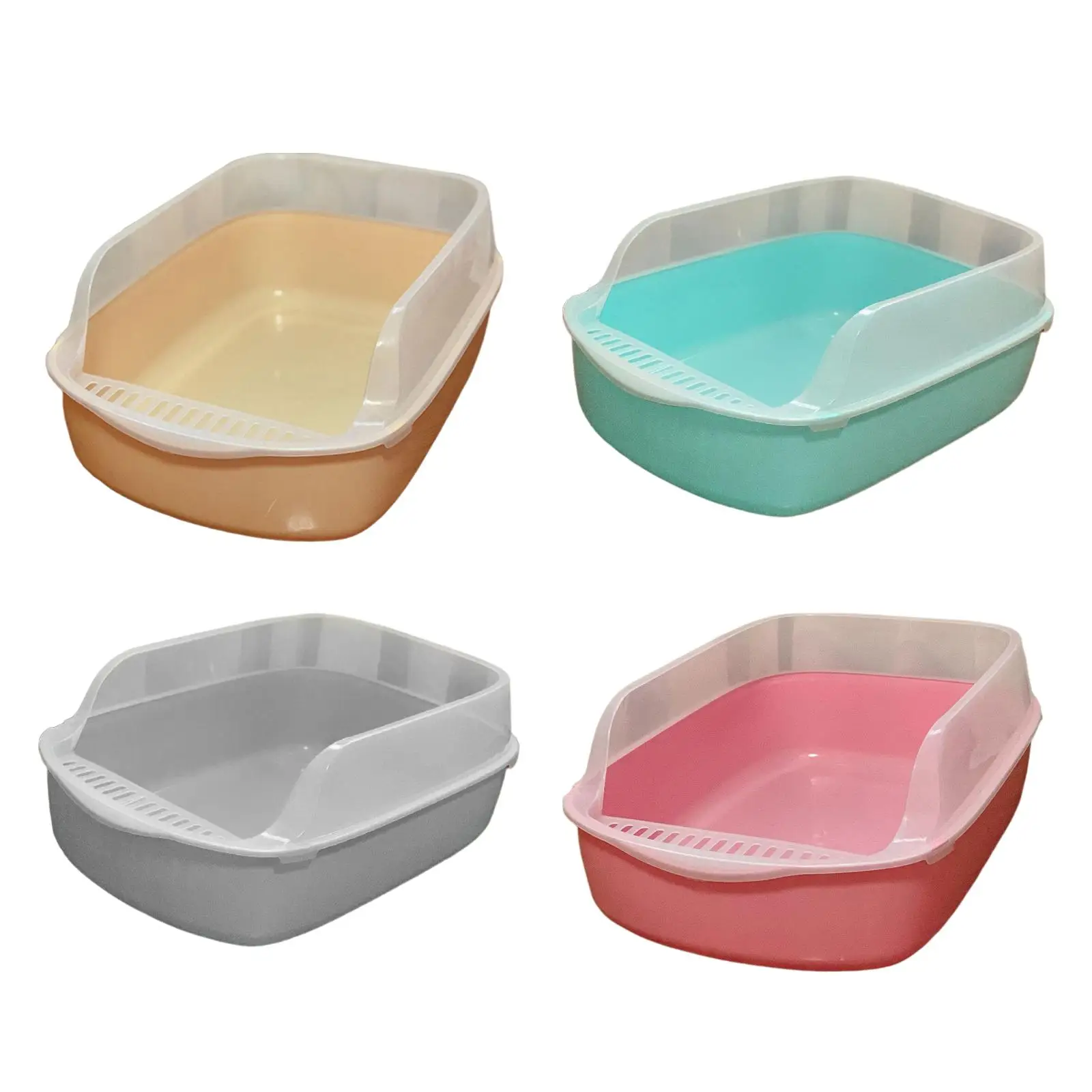 Cat Cat Toilet Large Space Splashproof Kitty Litter Pan Semi Enclosed Cat Sandbox Pet Litter Tray for Medium Large Cats Rabbit