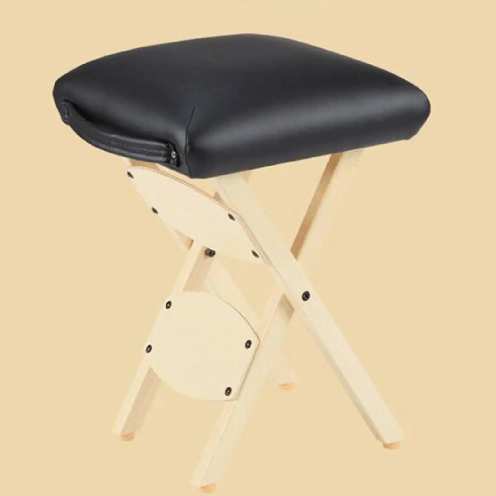 Portable Salon Stool with Footrest Nonslip Legs Ergonomic Comfortable Folding Chair for Facial Beauty Massage Task SPA