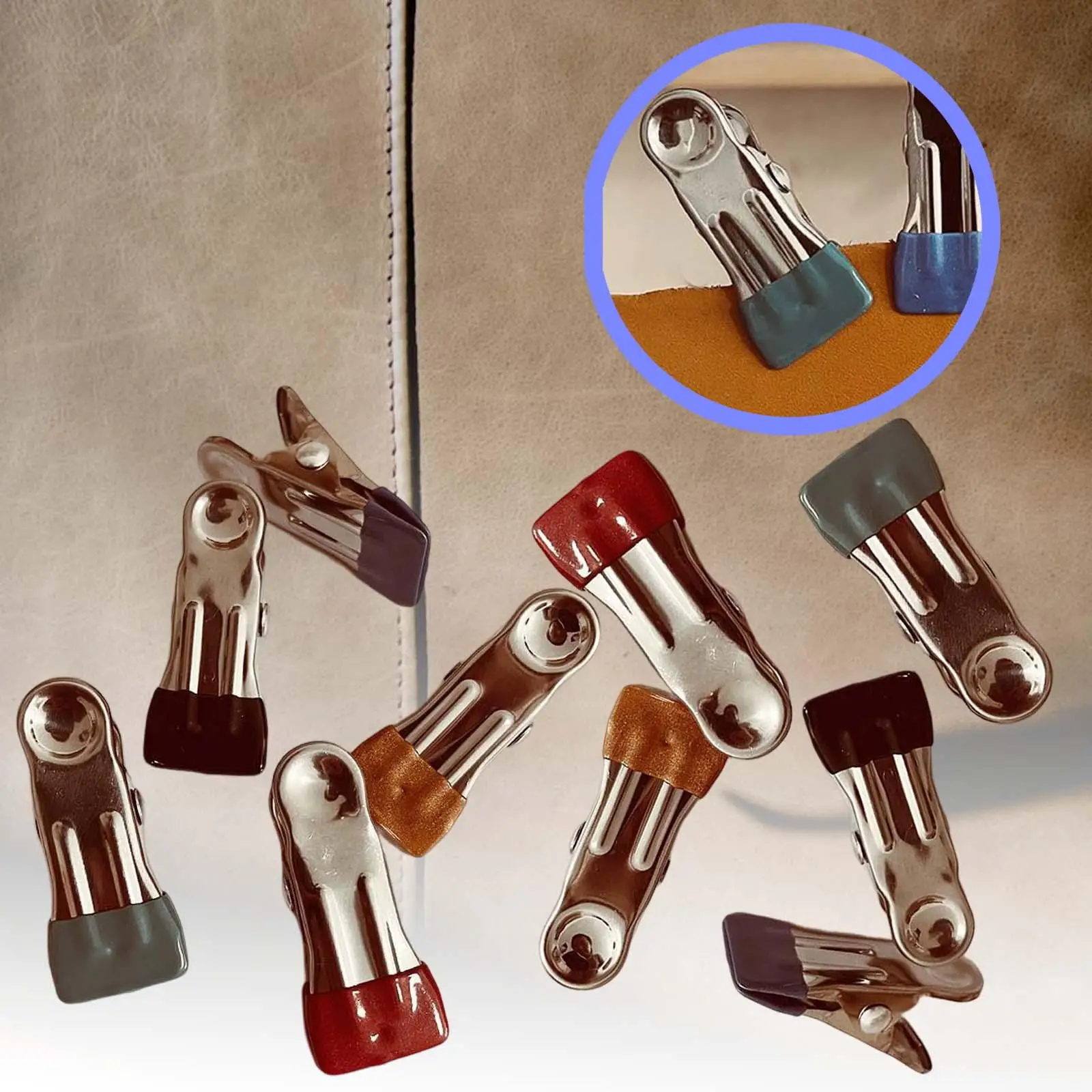 10x Stainless Steel Sewing Clips No Trace Clip Fabric Clamps Paper Work Durable Portable Strong Edging Fabric Position for Parts