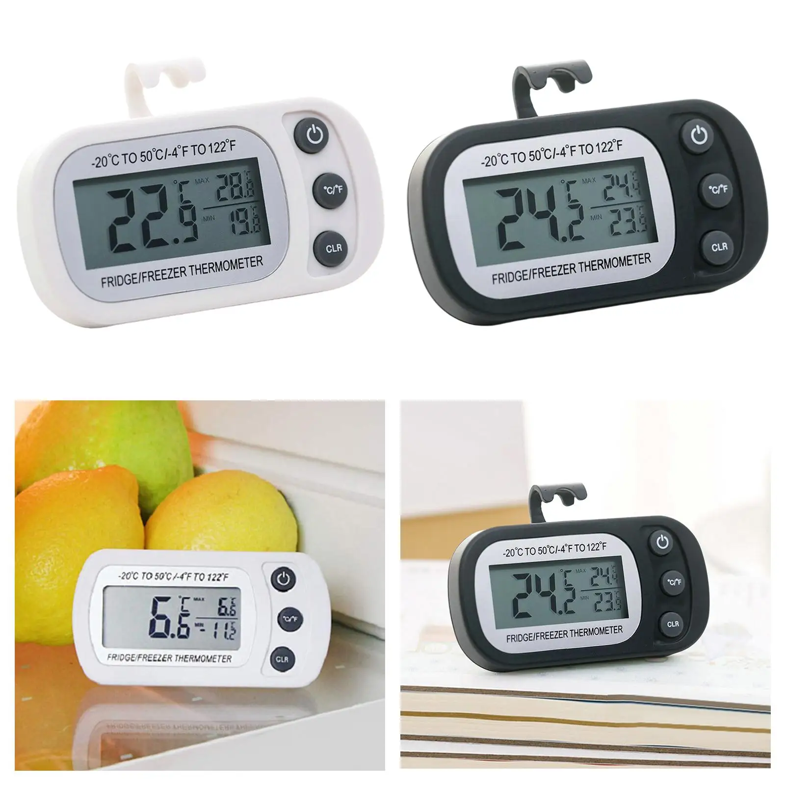 Freezer Thermometers LCD Display C/F with Probe Freezer Thermometer Digital Thermometers Temperature Monitor for Restaurants
