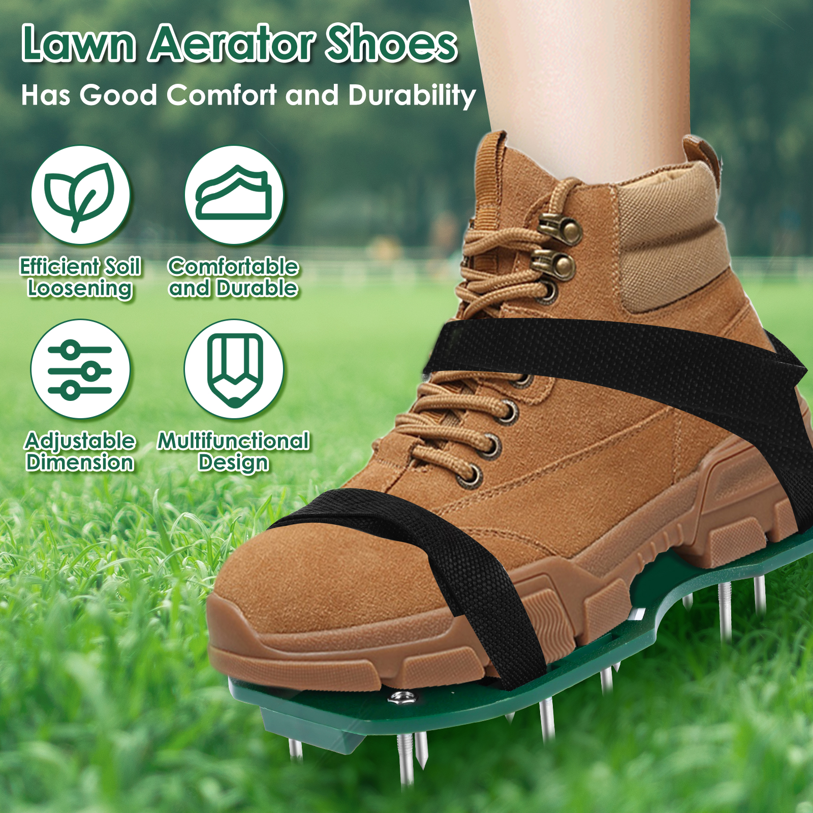 Description Picture 2 of itemLawn Aerator Shoes Manual Lawn Aerator with Spike Adjustable Spiked Aerating Sandals Reusable Plastic Lawn Aerator Sandals Lawn