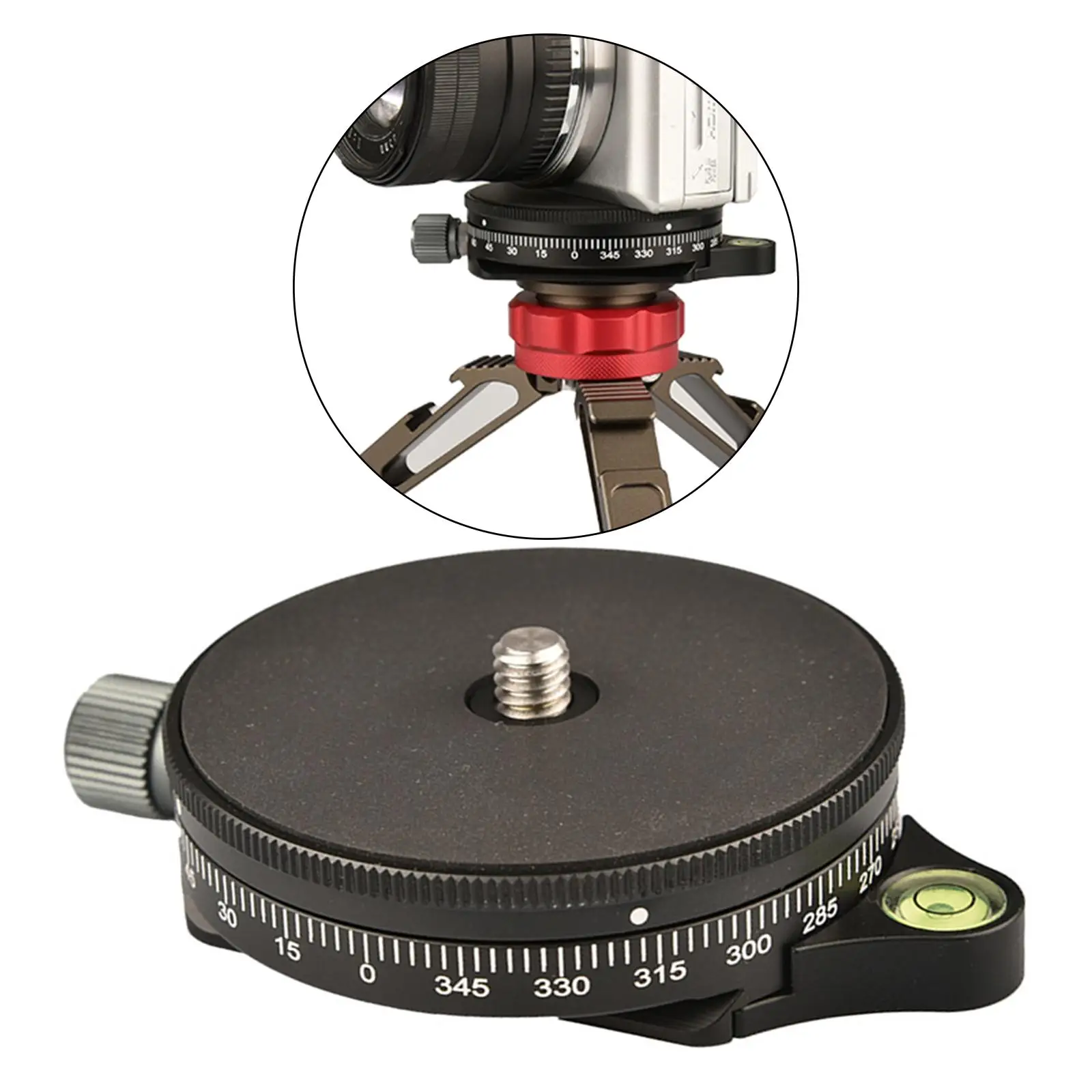 Camera Panoramic Panning Base ,  Ball Tripod Head with Bubble /8 inch Screw Aluminum Alloy