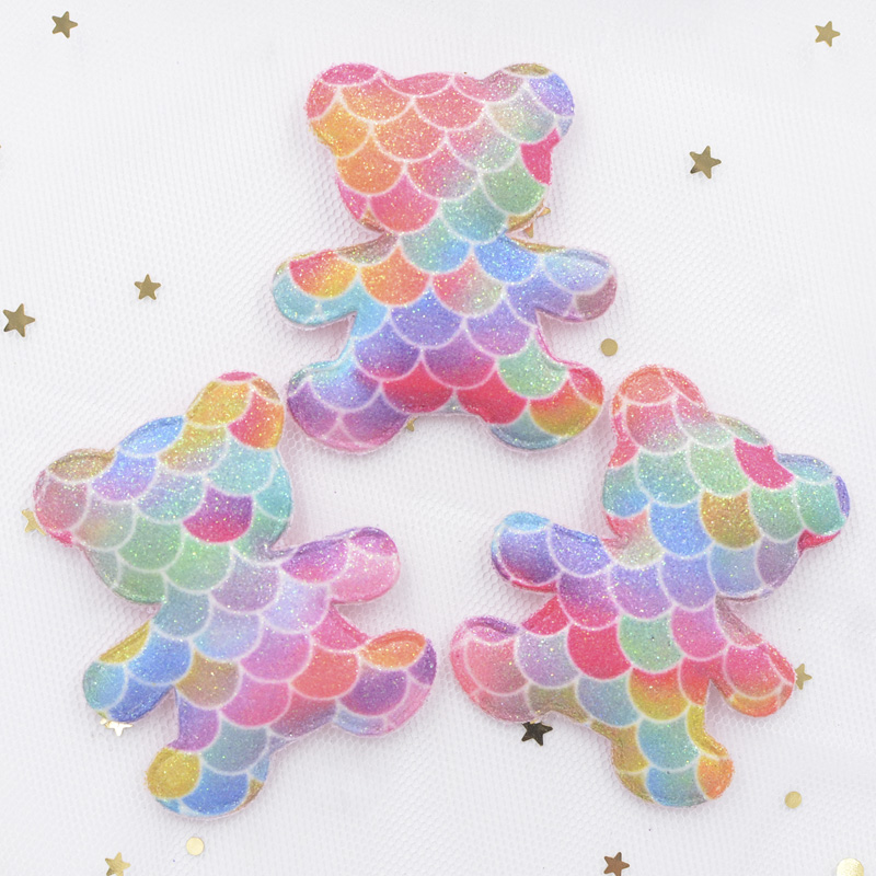 8 Stück gehobene Glitzer pulver Cartoon Bär Applikationen gepolsterte Patches für DIY alles Gute zum Geburtstag Party magische Dessert Ornament – Detail 2