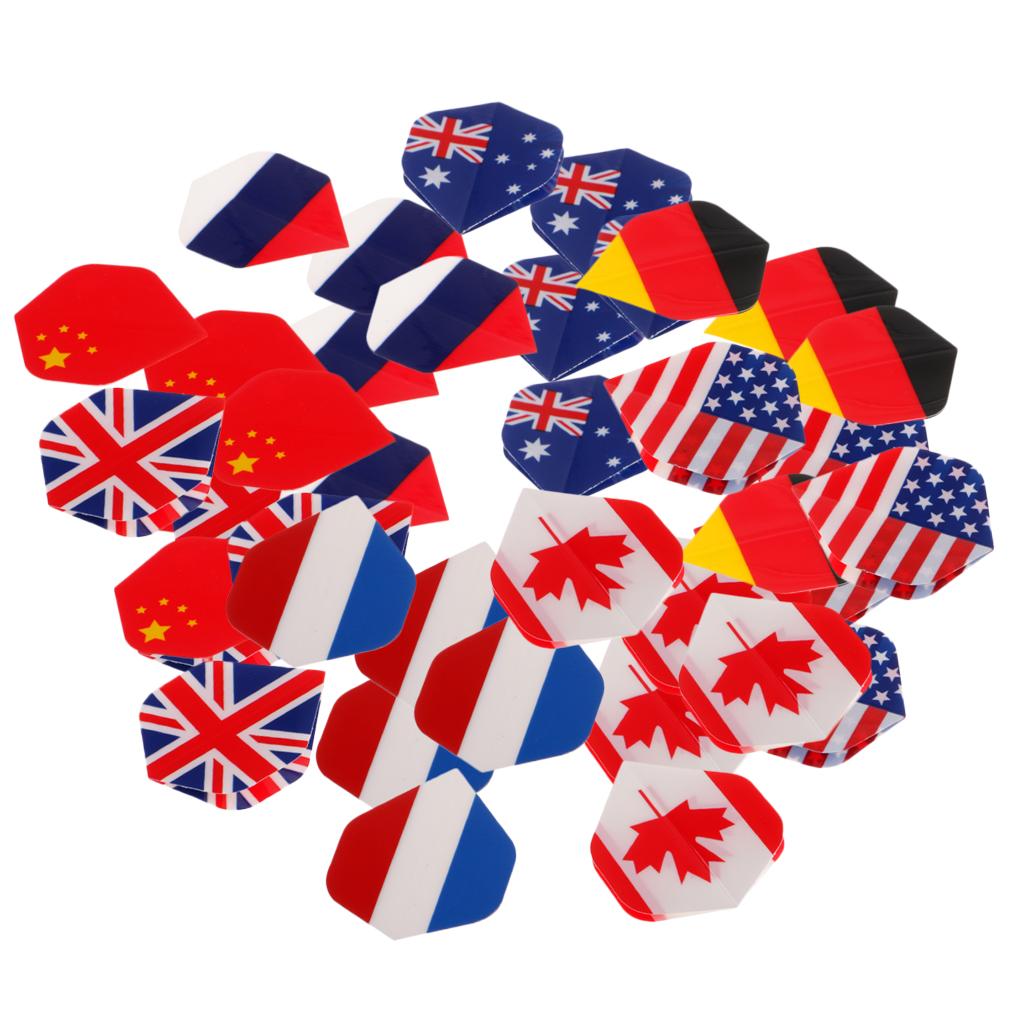 40 Pcs National Flag Pattern Design Darts Flights Standard Shape Premium Extra Strong Darts Replacement Games Accessories