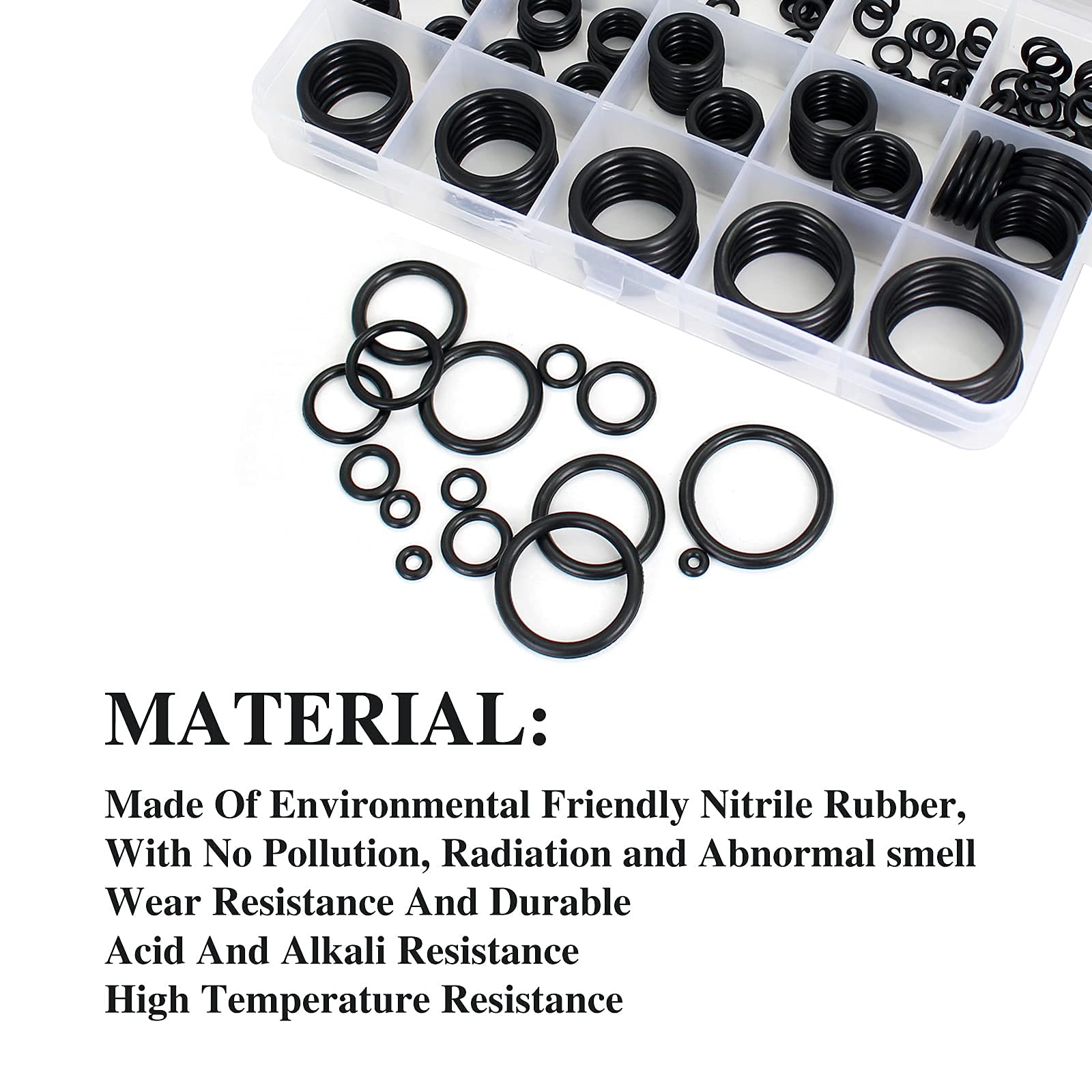Description Picture 6 of item200Pcs Rubber O-ring Gaskets Seal Ring Set Nitrile Rubber High Pressure O-Rings NBR Faucet Sealing Valve O Rubber Rings Set