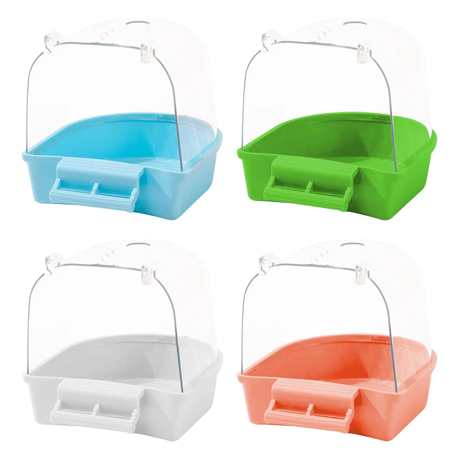 Pet Bird Bath Box Cage Accessories Parakeets Budgie Caged Parrot Bathing Tub