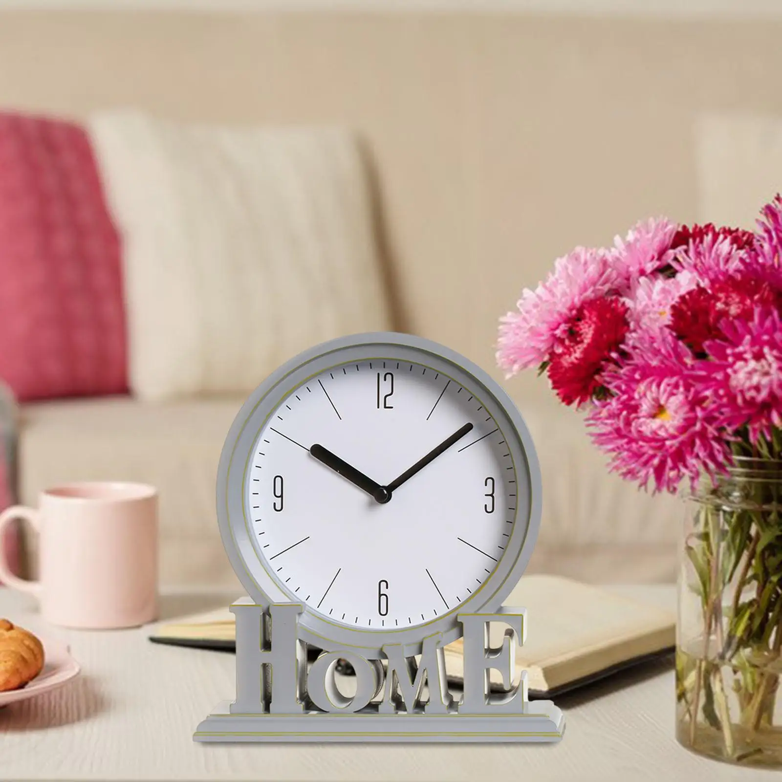 Vintage Style Desk Clock Non Ticking Decorative for Mantel Reading Mantel for