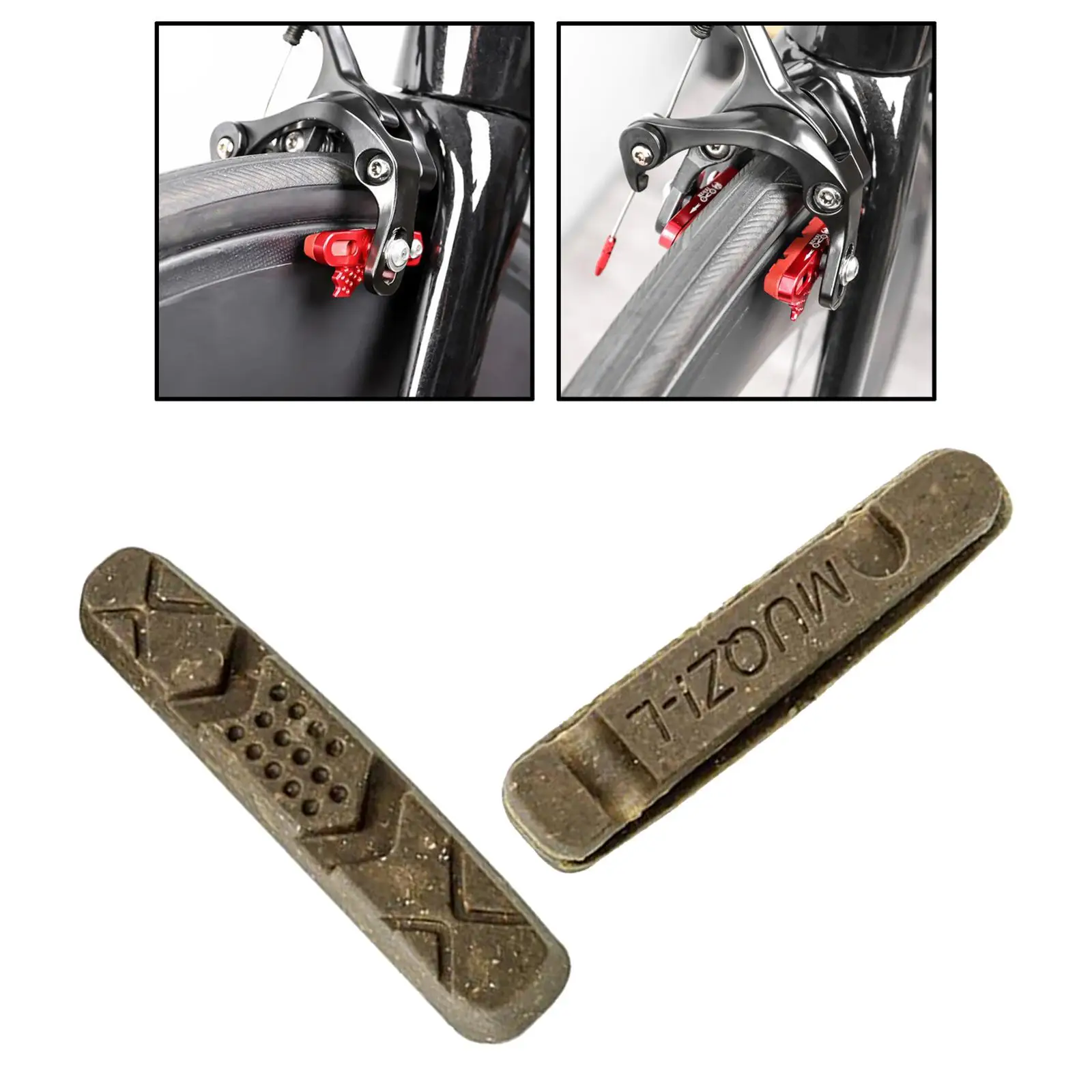 Bike Brake Pads, 1 Pairs Road Mountain Bicycle V-Brake Blocks Shoes, No Noise No Skid, for Front and Back Wheel
