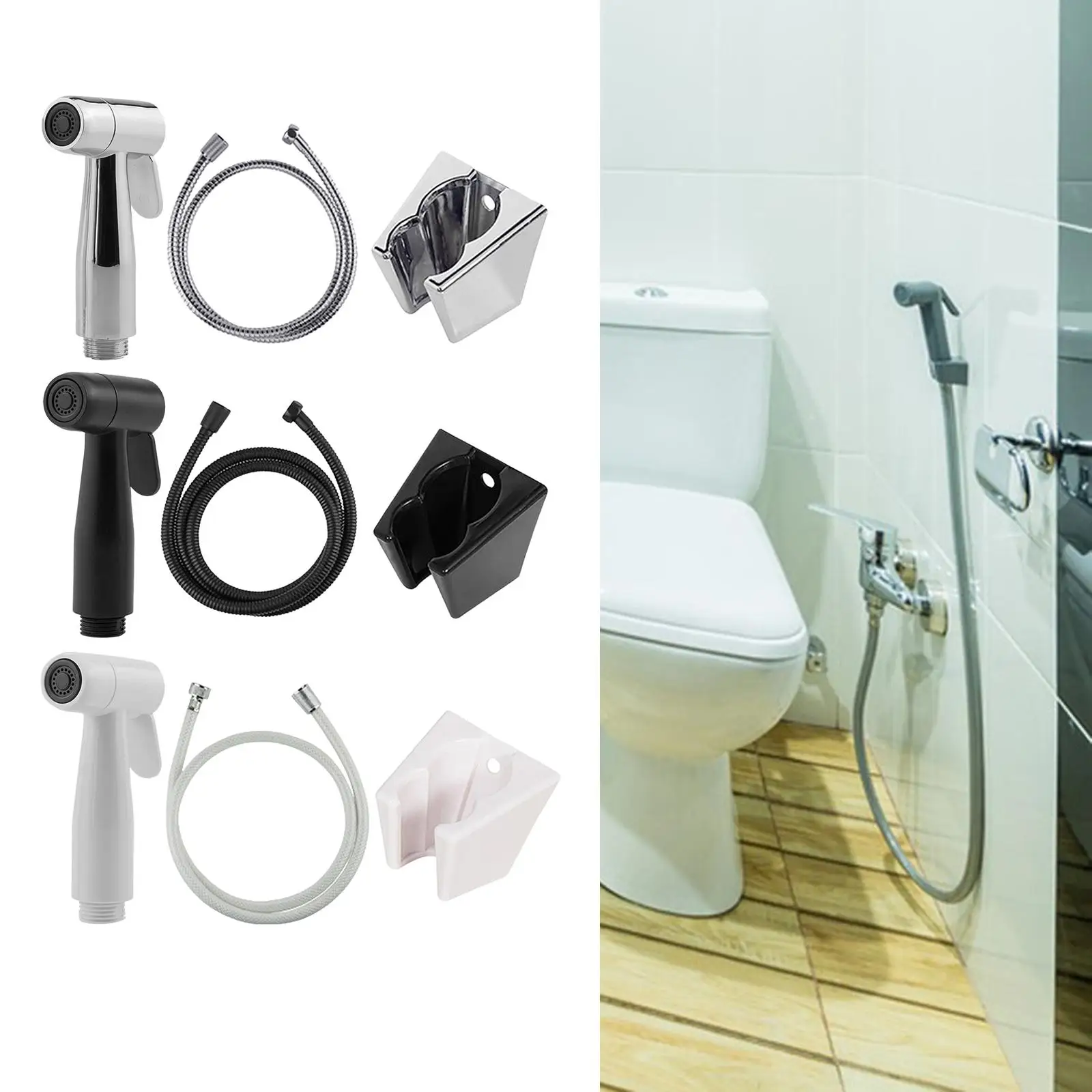 Bidet Toilet Sprayer Set with Hose and Wall Bracket Holder for Toilet Cleaning Pet Shower Washroom Gardening Floor Cleaning