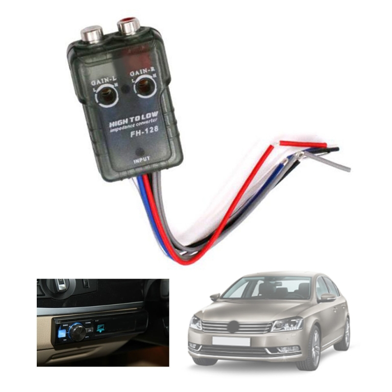 High-Performance Car Stereo Speak Hi-Low Converter RCA Adapter Quick-Connection for Auto Car Durable