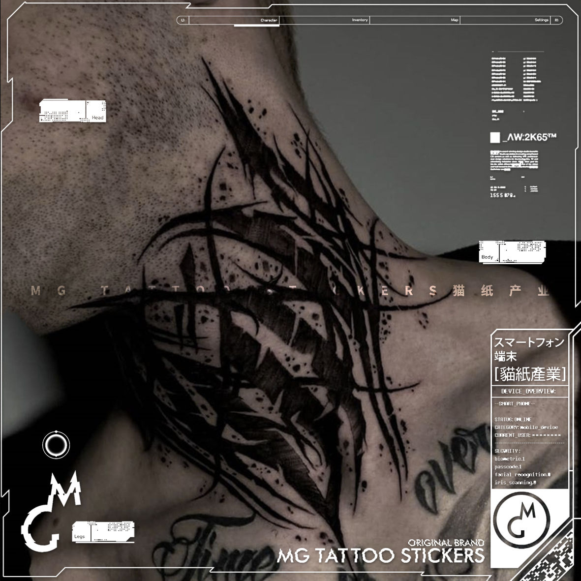 Goth Brief Tattoo Aufkleber für Männer Hip Hop Punk Temporäre Tattoos Wasserdicht Dauerhafte Tattoos Hals Gefälschte Tattoos Tatuajes – Detail 4