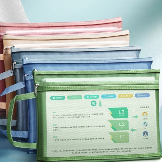 16Pcs Mesh Zipper Pouch Document Bag,Waterproof Zip File Folders,A4 Size,  for School Office Supplies,Travel Storage Bags - AliExpress