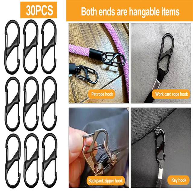 Carabiner Hook Portable Keychain Clips Small Alloy Snap Hooks for Camping  Gear 30pcs S-shaped Carabiners Tiny Clip Attachments - AliExpress