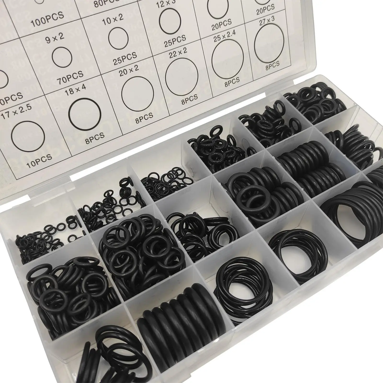800 Pieces Rubber O Ring Assortment Kit 18 Sizes for Mechanics Workshop
