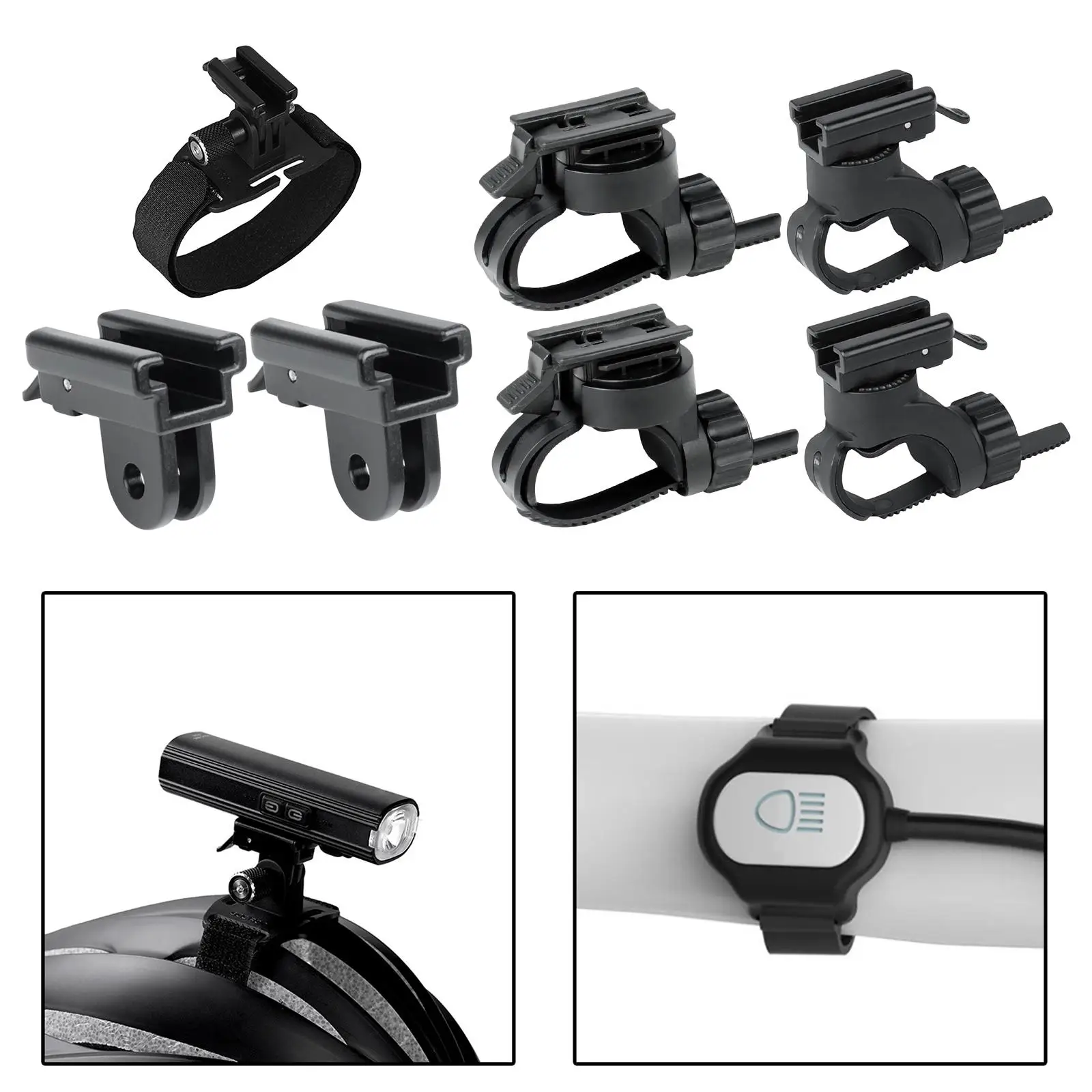 Bike Speedometer Holder Adjustable Flashlight Mount Cycling Helmet MTB Accs