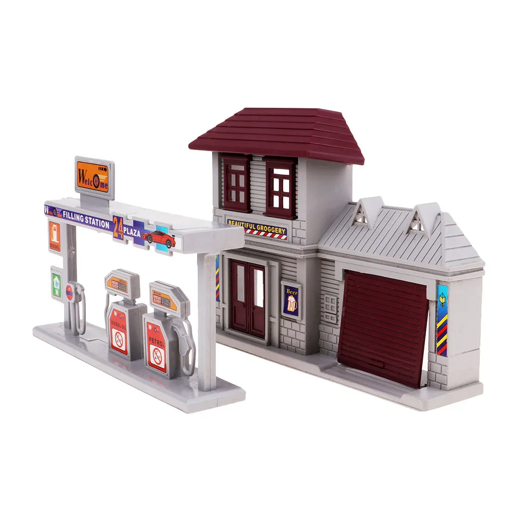 1:87 gas station architectural model kit Street Scenery Diorama HO
