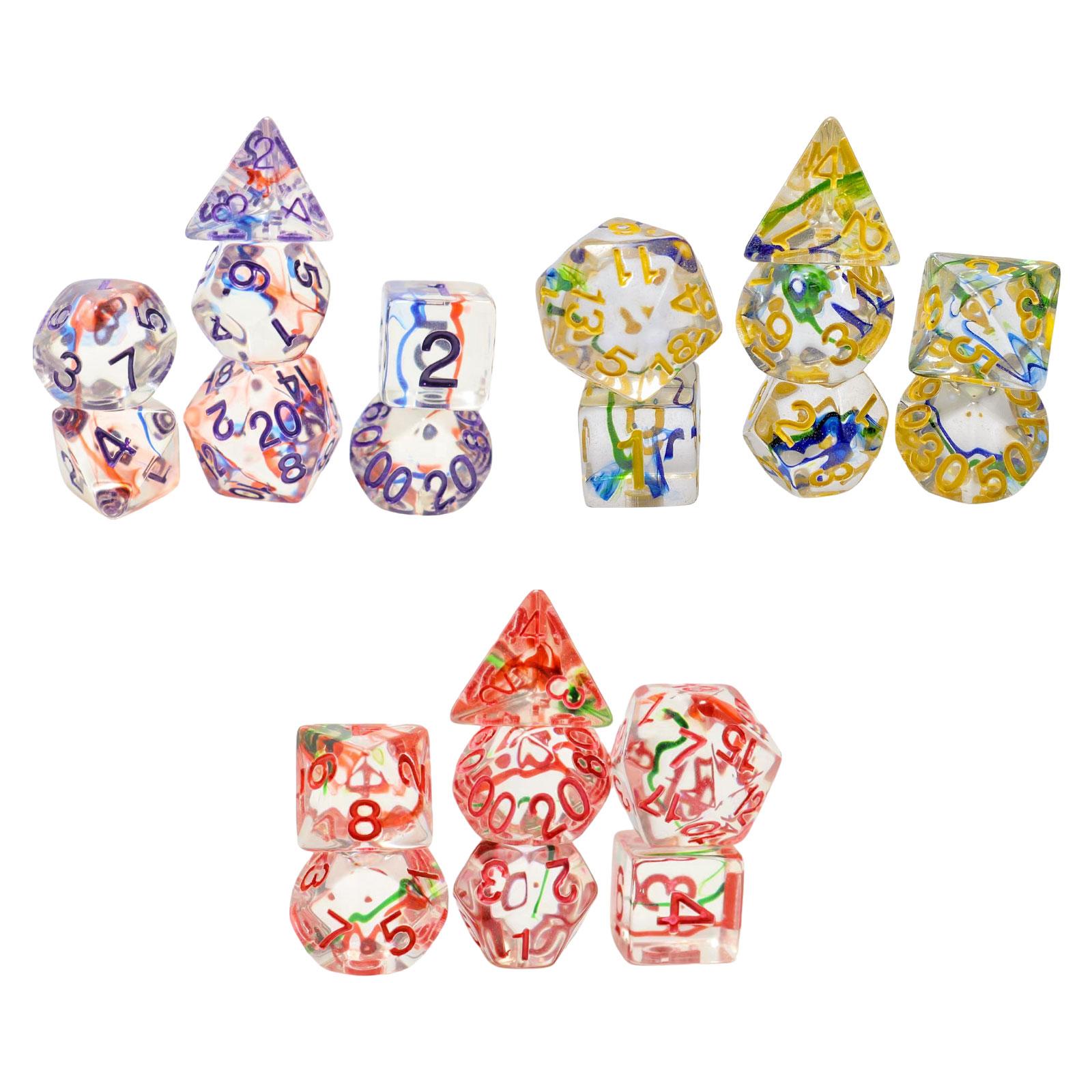 7 Pieces Dice Set Resin D20 D12 D10 D8 D6 D4 Party Supplies Multi Sided Game Dices for Party KTV Bar Card Games Card Game