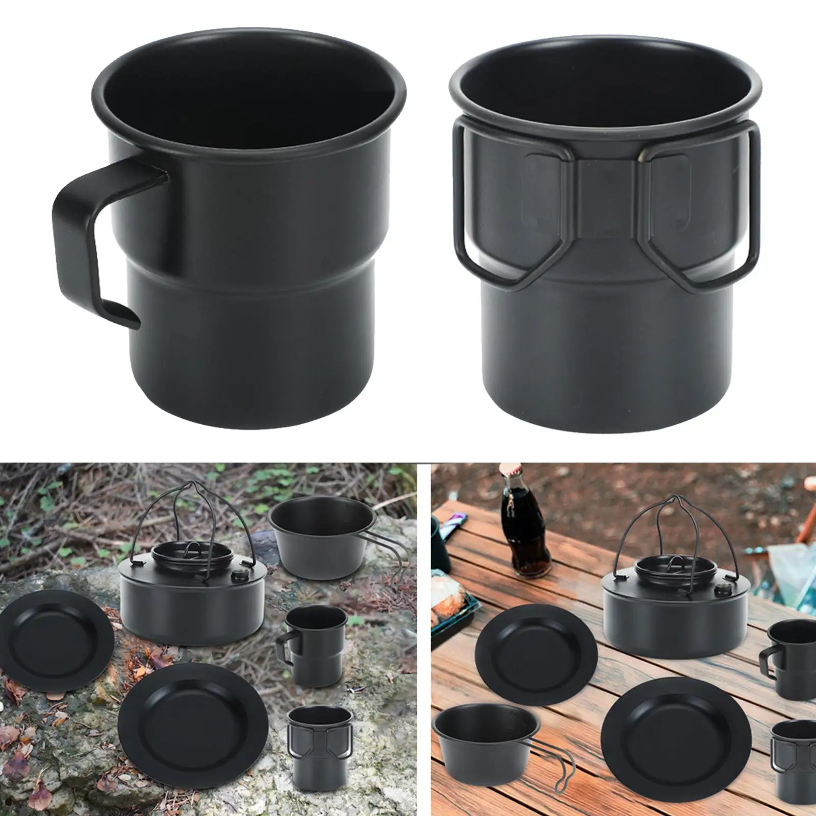 Stainless Steel Outdoor Tea Coffee Mug with Handle Drinkware 300ml Camping Cup for BBQ