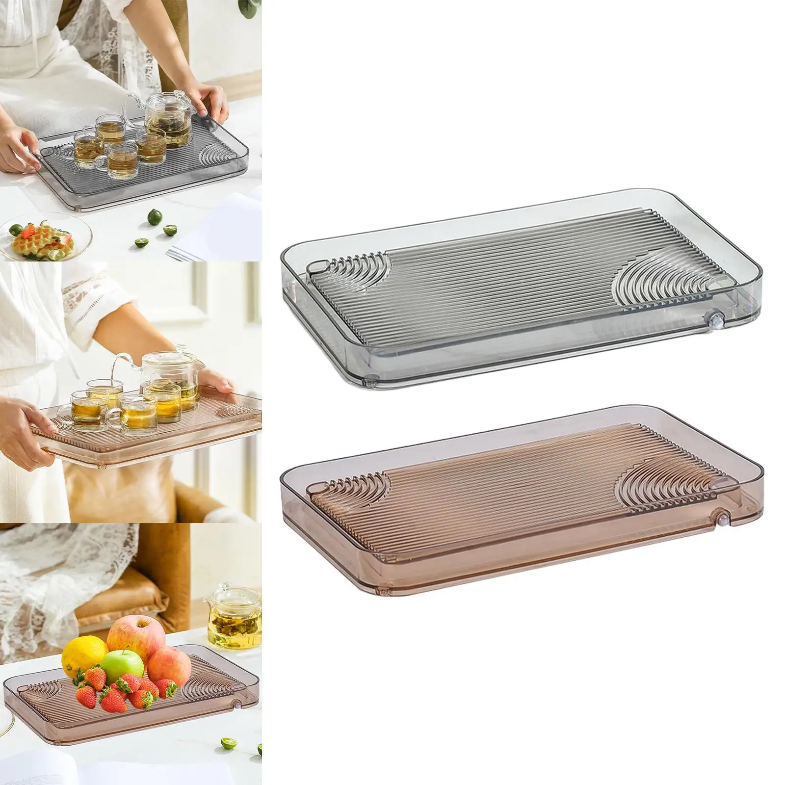 Rectangle Serving Tray Drainer Tray Tableware Food Container Tea Plate for Kitchen Bathroom Living Room Dressing Room Ornament