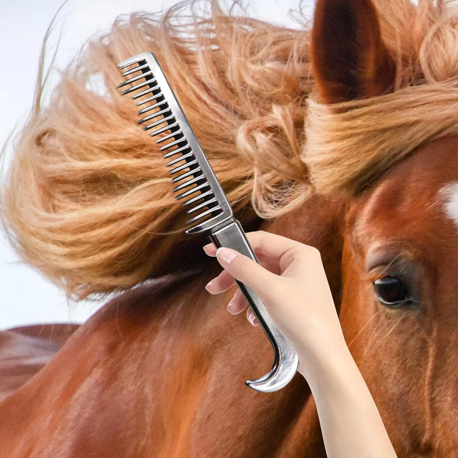 Horse Hair Comb Removing Tangles and Knots Long Hair Short Hair Stainless Steel Cattle Grooming Brush Equestrian Supplies
