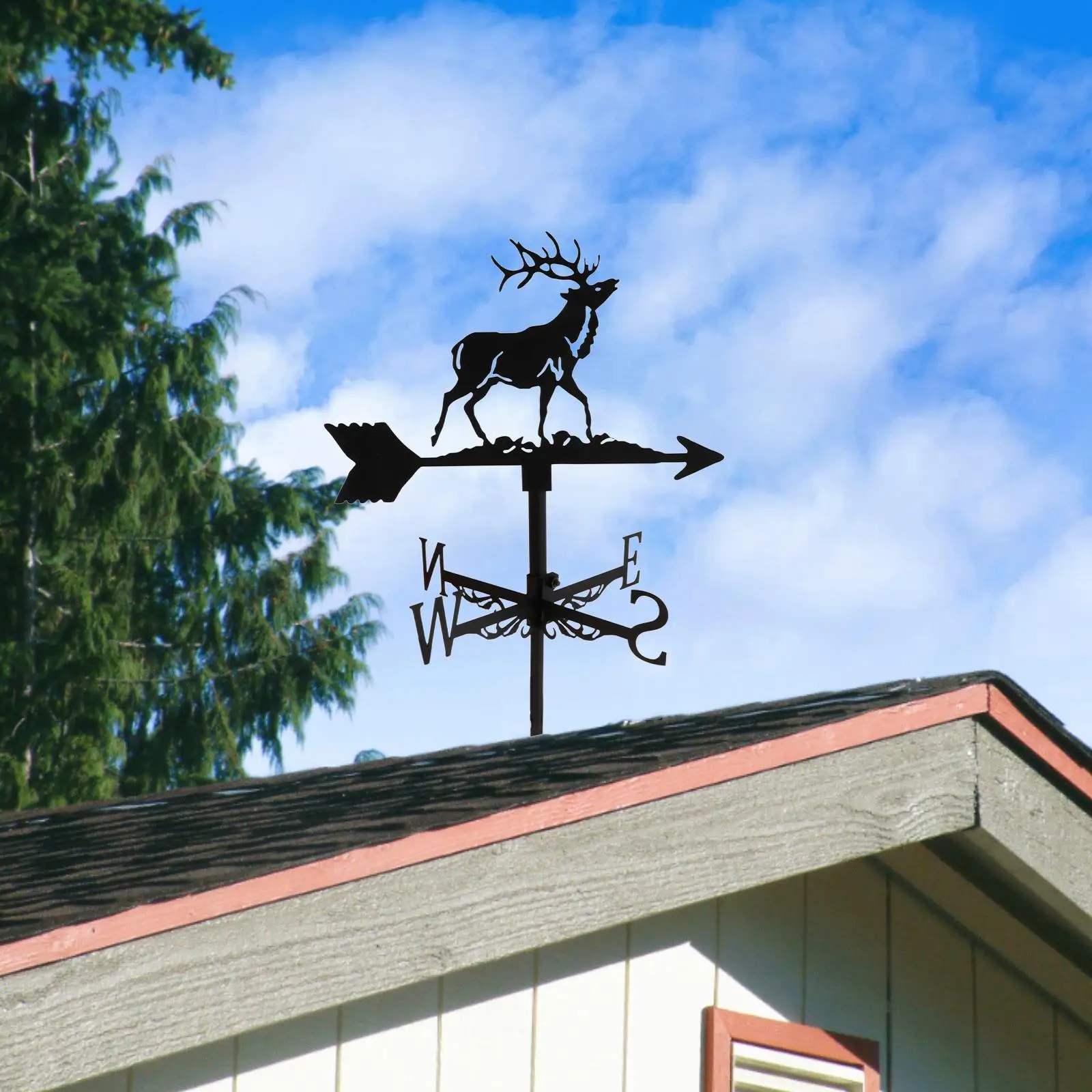 Buck Shape Weathervane Roofs Weather Vane for Backyard Durable Easy Assemble Decorative Sculpture Outdoor Metal Bracket Decor