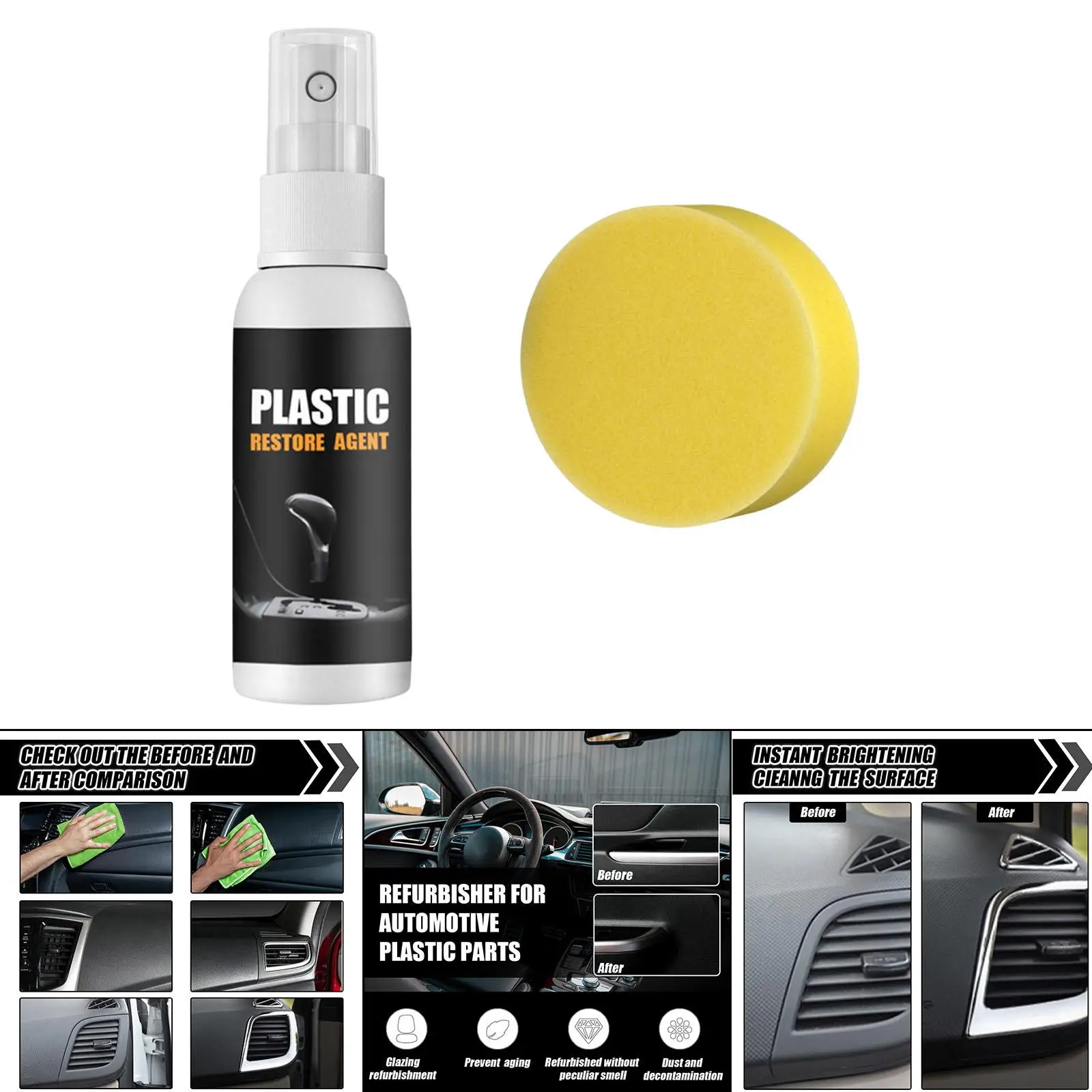 Multi Functional Car Plastic Restorer Refurbishment Plastic Parts Refreshing Agent for Automotive Interior Exterior Leather