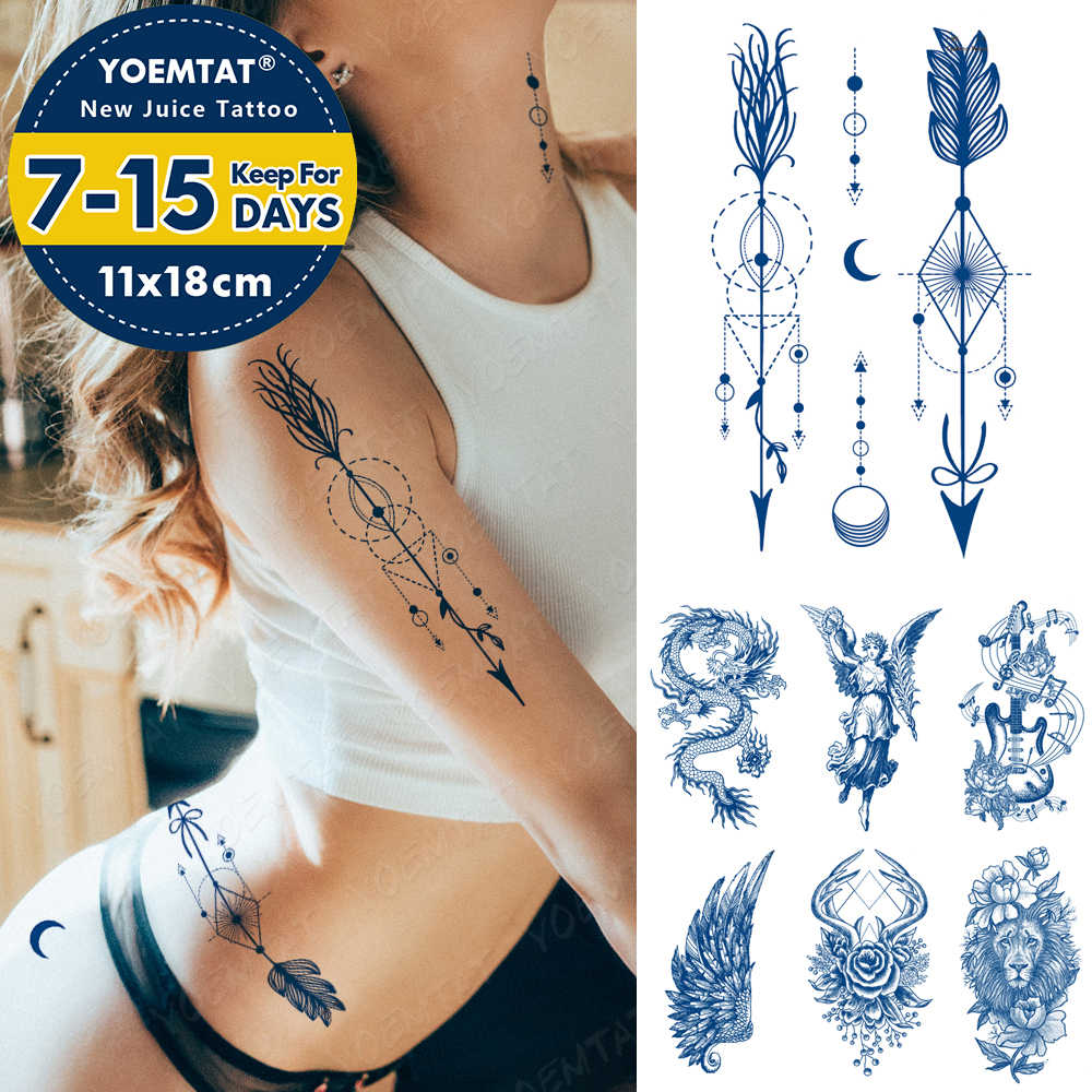 Best of Semi-Permanent Waterproof Temporary Tattoo Sticker Totem Feather Sword Genipin Herbal Juice Lasting Ink Fake Tatoo Body Art Reviews & Tips